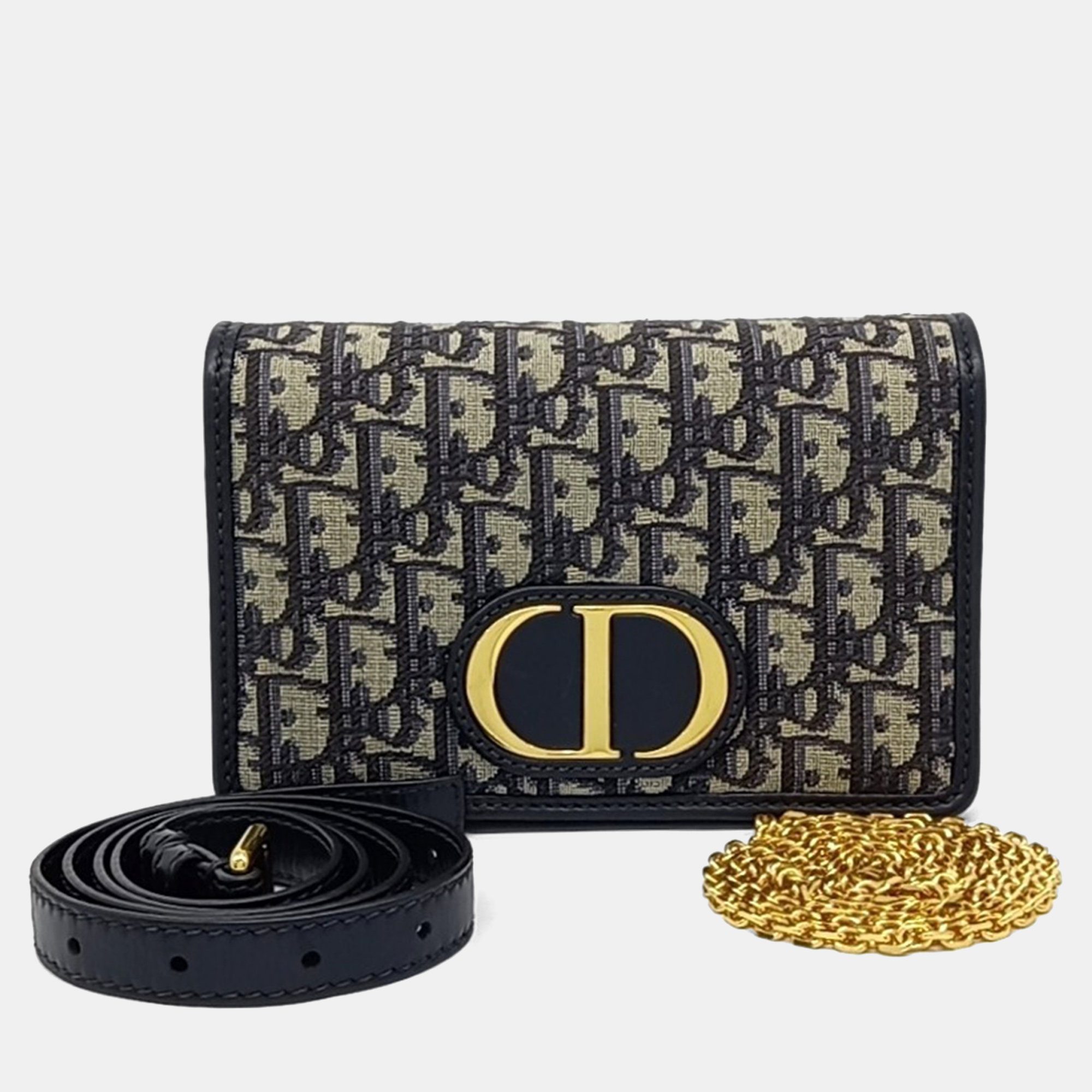 Pre-owned Dior Blue Canvas 30 Montaigne Two-in-one Pouch Bag