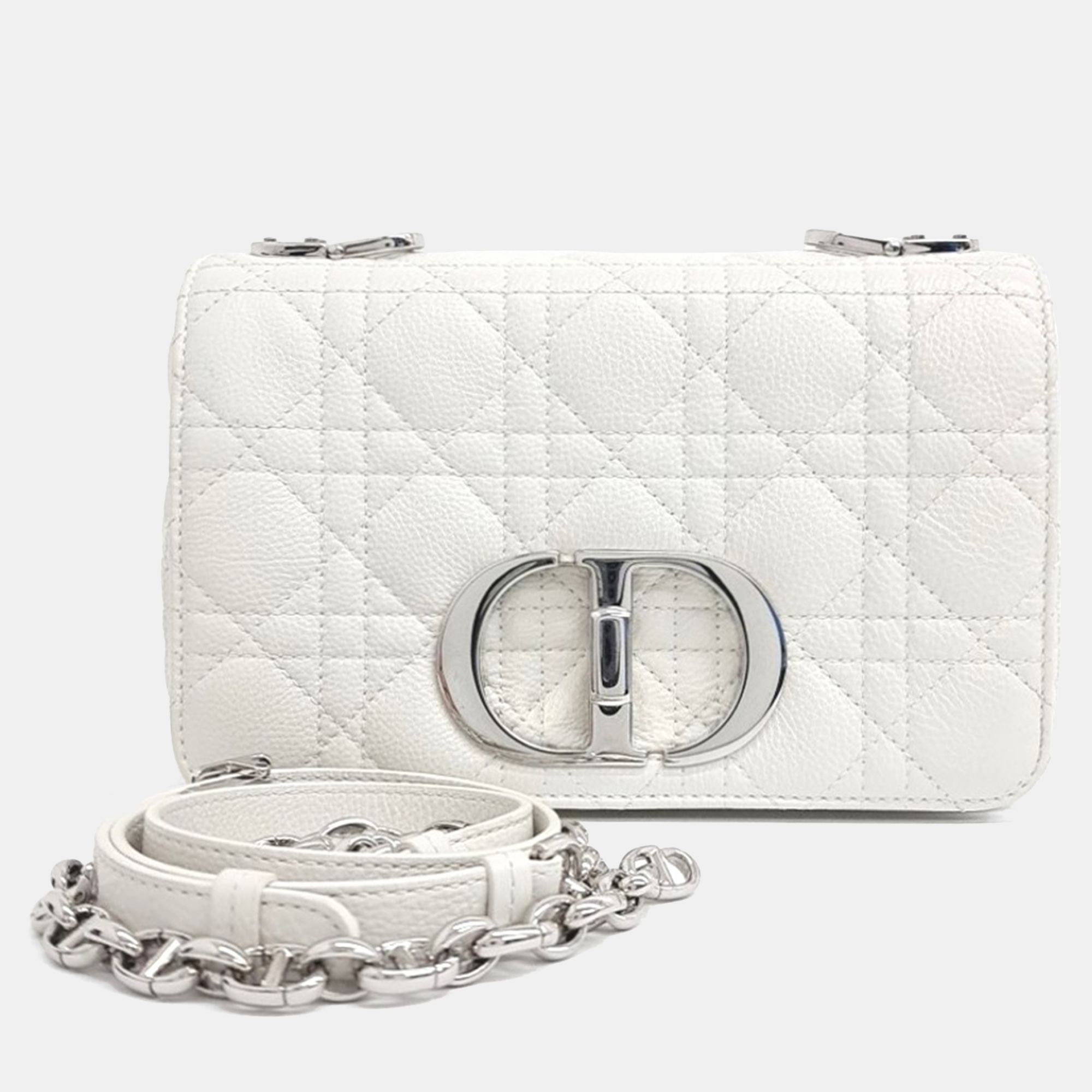 

Dior White Leather Cannage Carobac Small