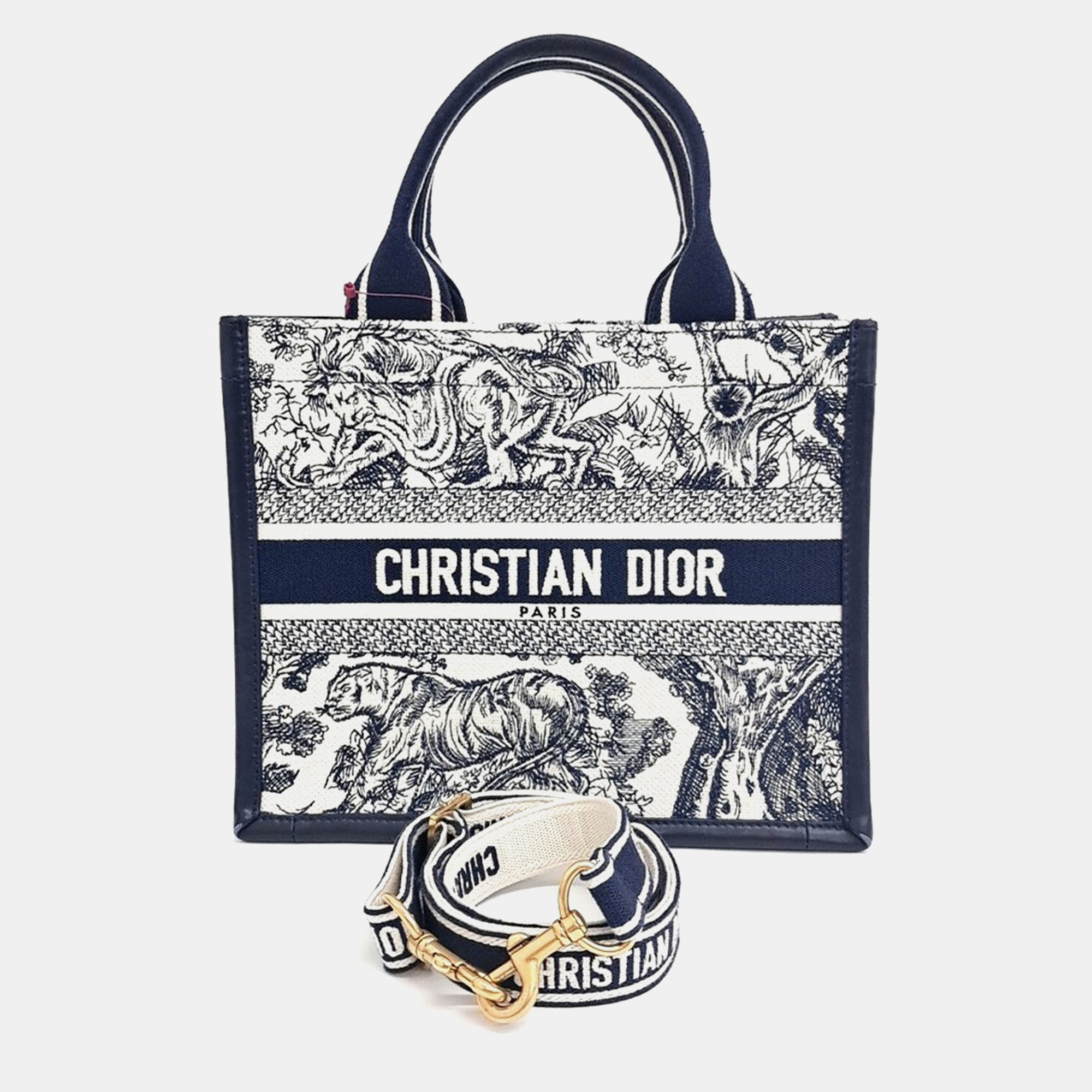 

Dior Navy Blue Canvas Oblique Book Tote Bag Small