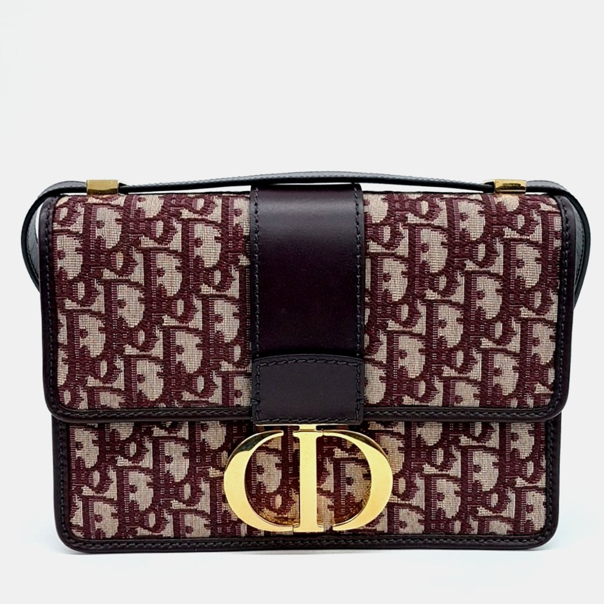 

Dior Beige Burgundy Canvas Oblique 30 Montaigne Bag