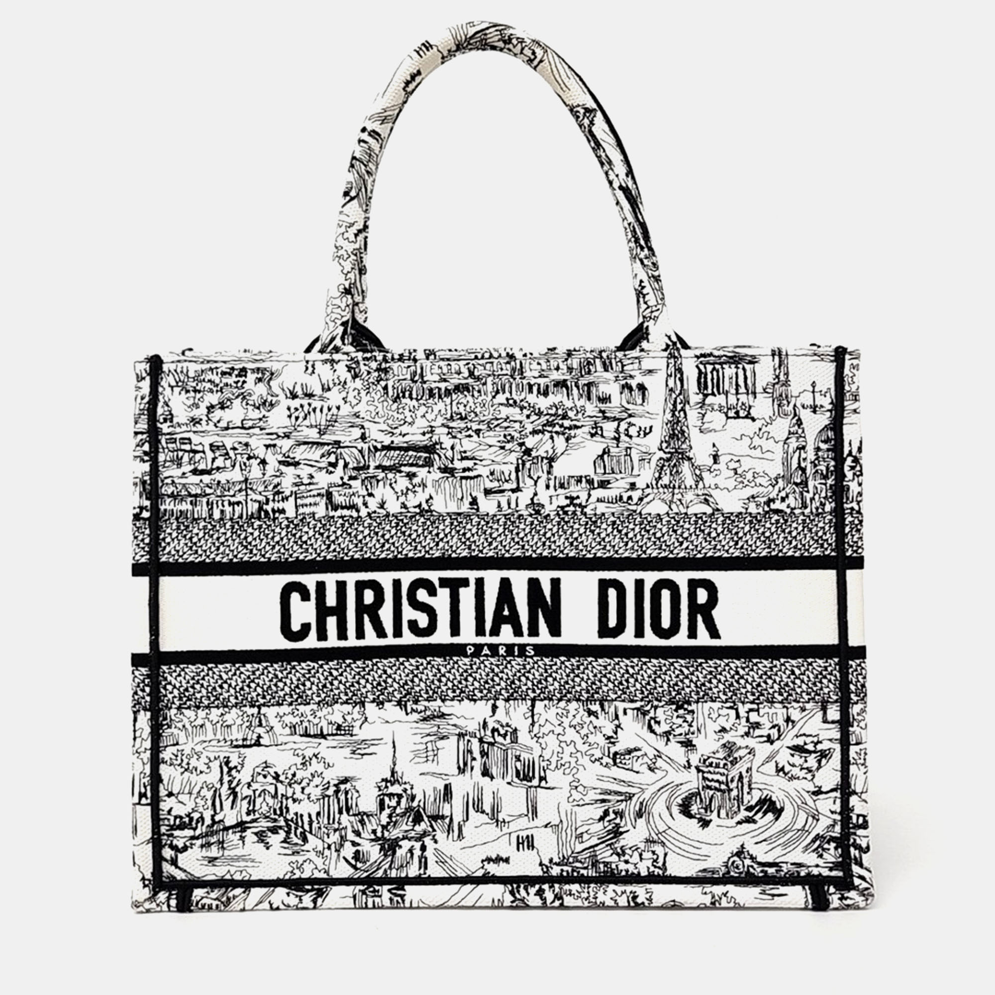 

Dior Black White Canvas Book Tote Bag