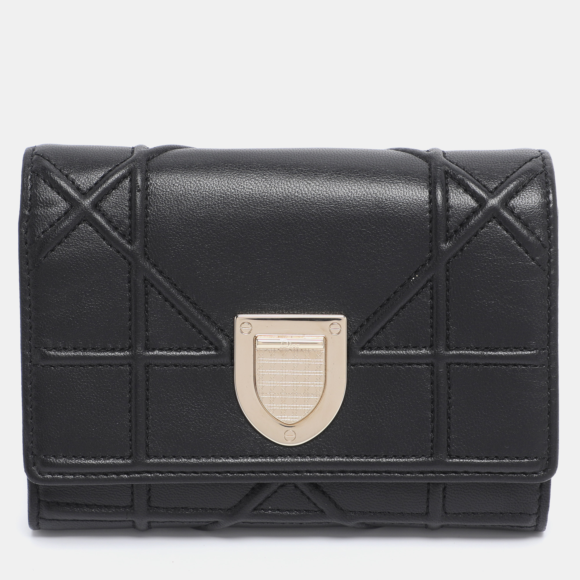 

Dior Black Leather Diorama Trifold Wallet