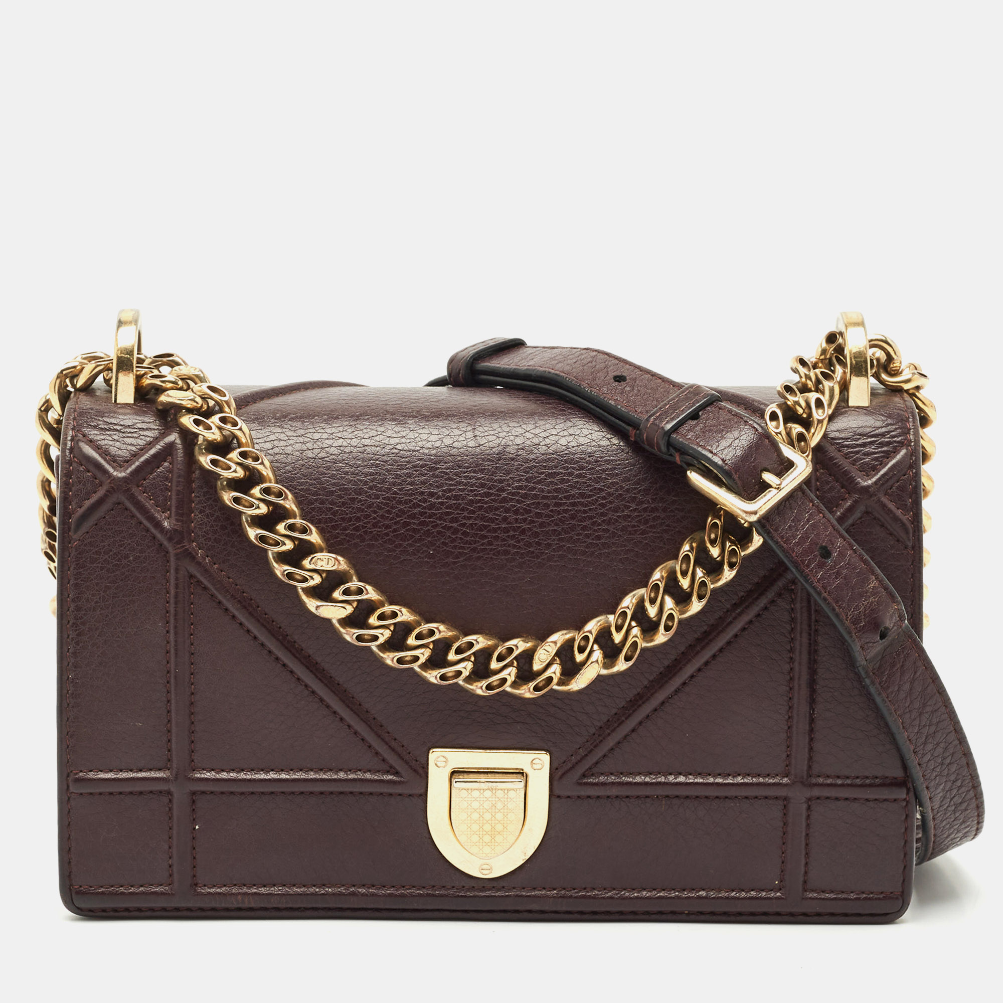 

Dior Burgundy Cannage Leather  Diorama Flap Bag