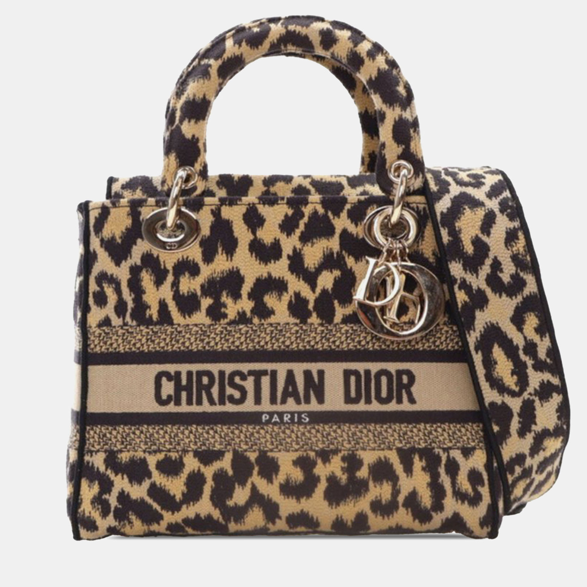 

Dior Beige Brown Mizza Medium Embroidered Canvas Leopard Lady D Lite