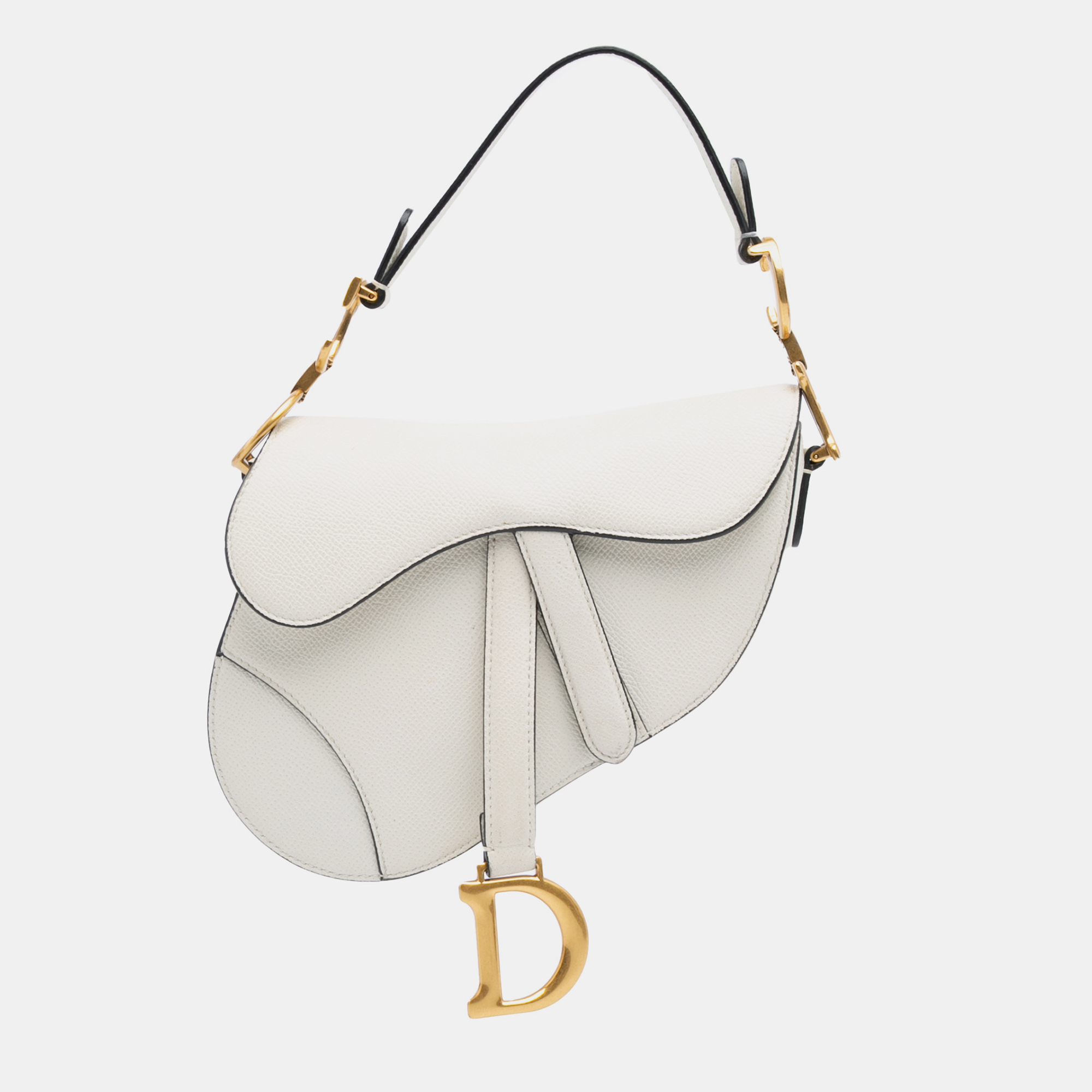Dior White Mini Grained Calfskin Saddle Bag