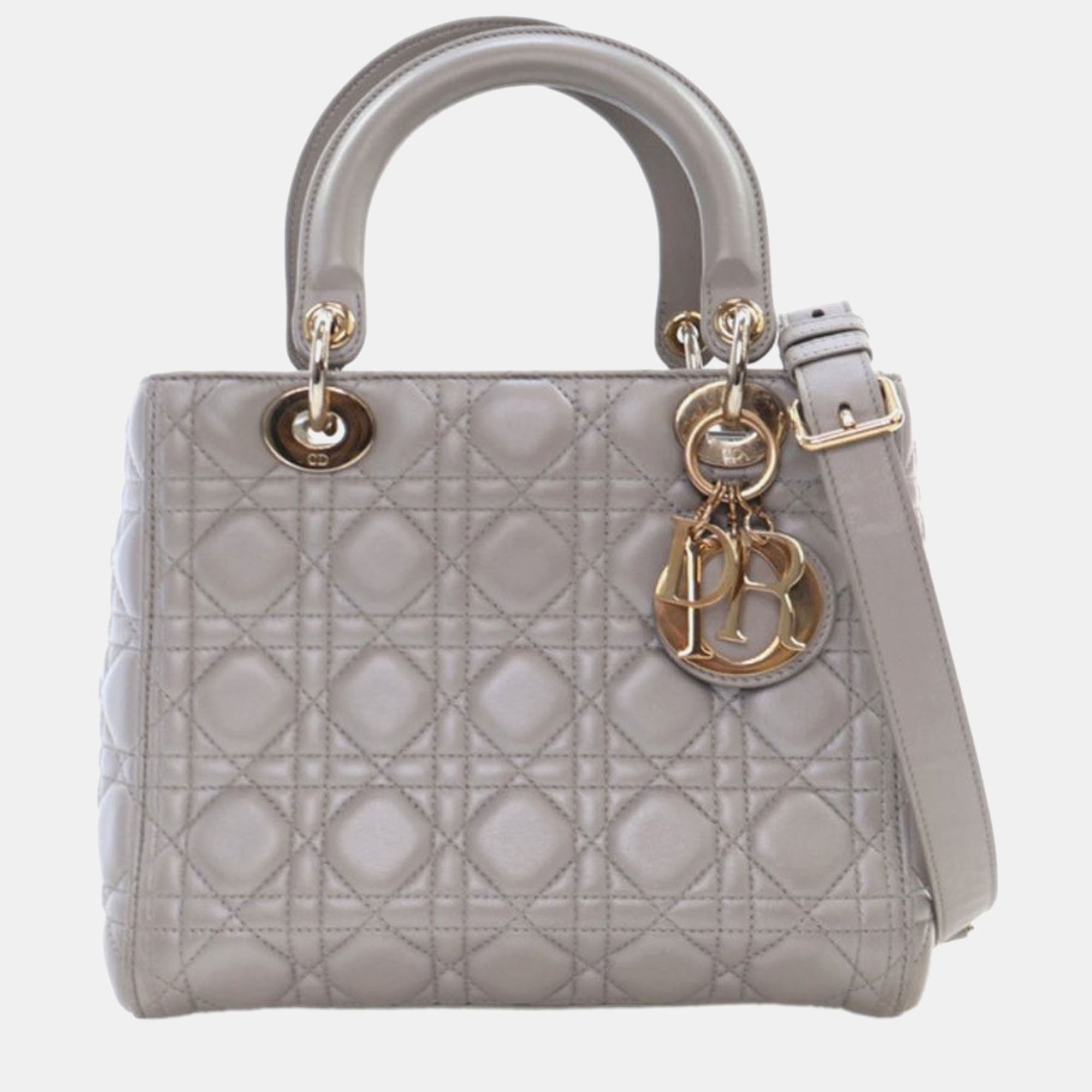 

Dior Grey Medium Lambskin Cannage Lady Dior