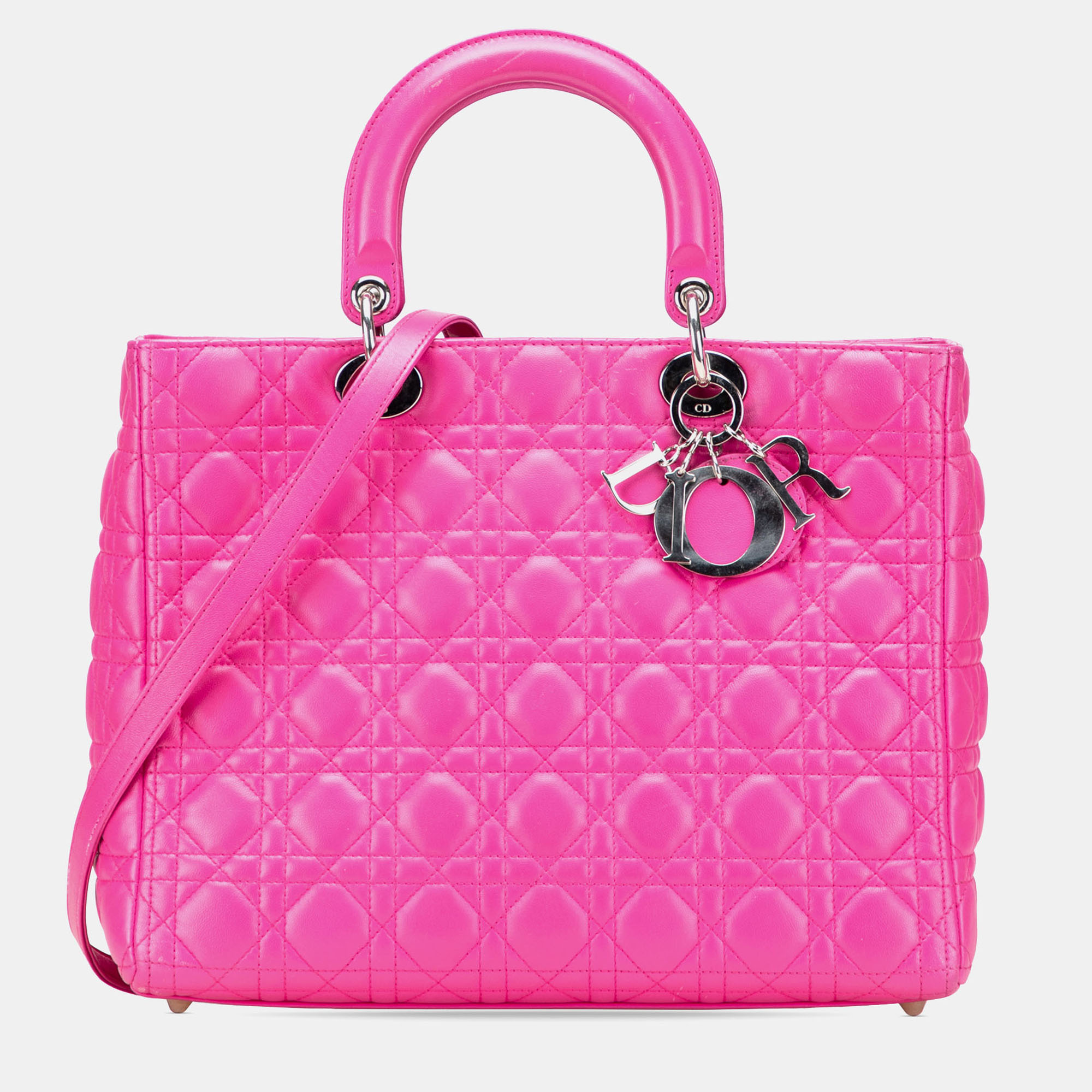 

Dior Pink Large Lambskin Cannage Lady Dior
