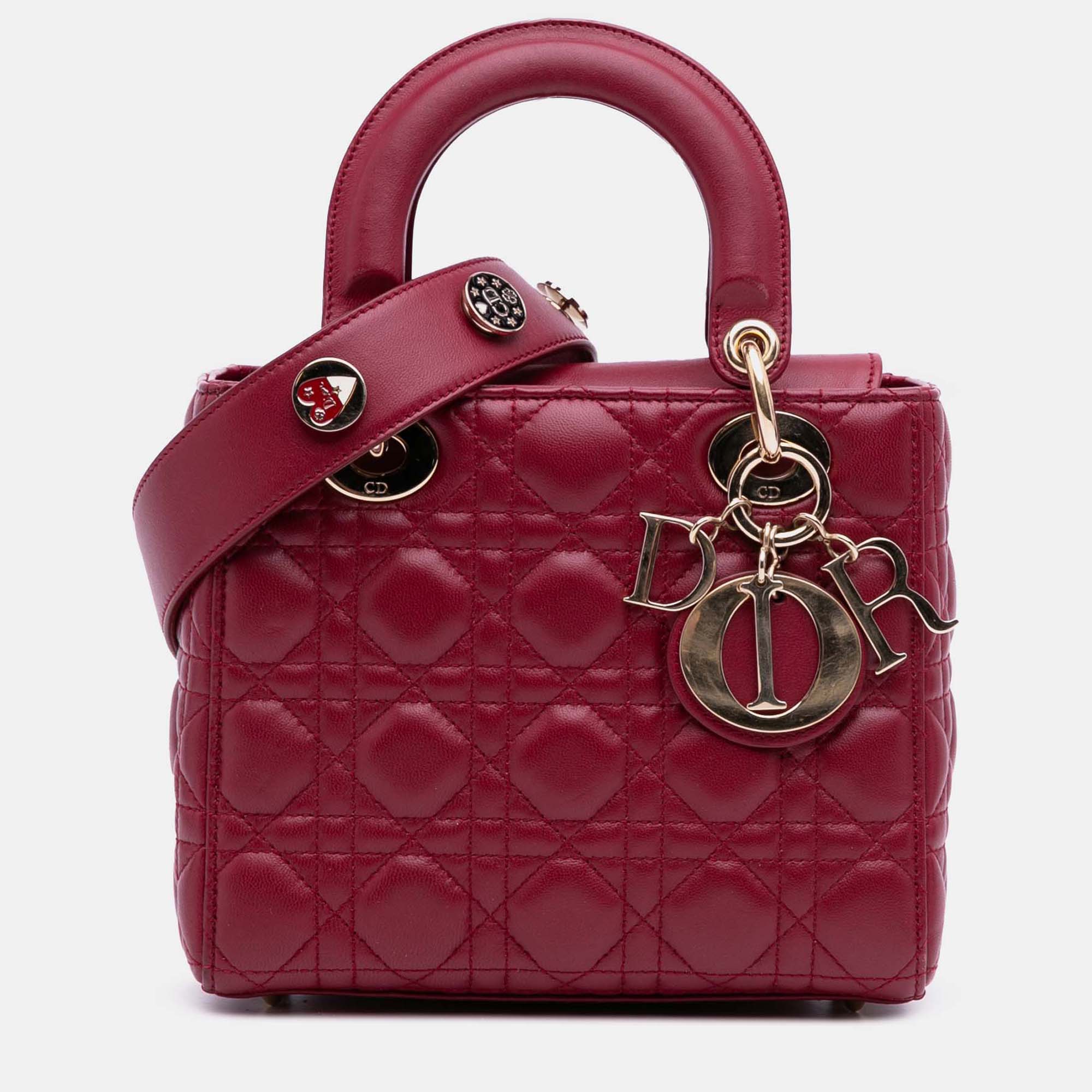 

Dior Red Small Lambskin Cannage My ABCDior Lady Dior