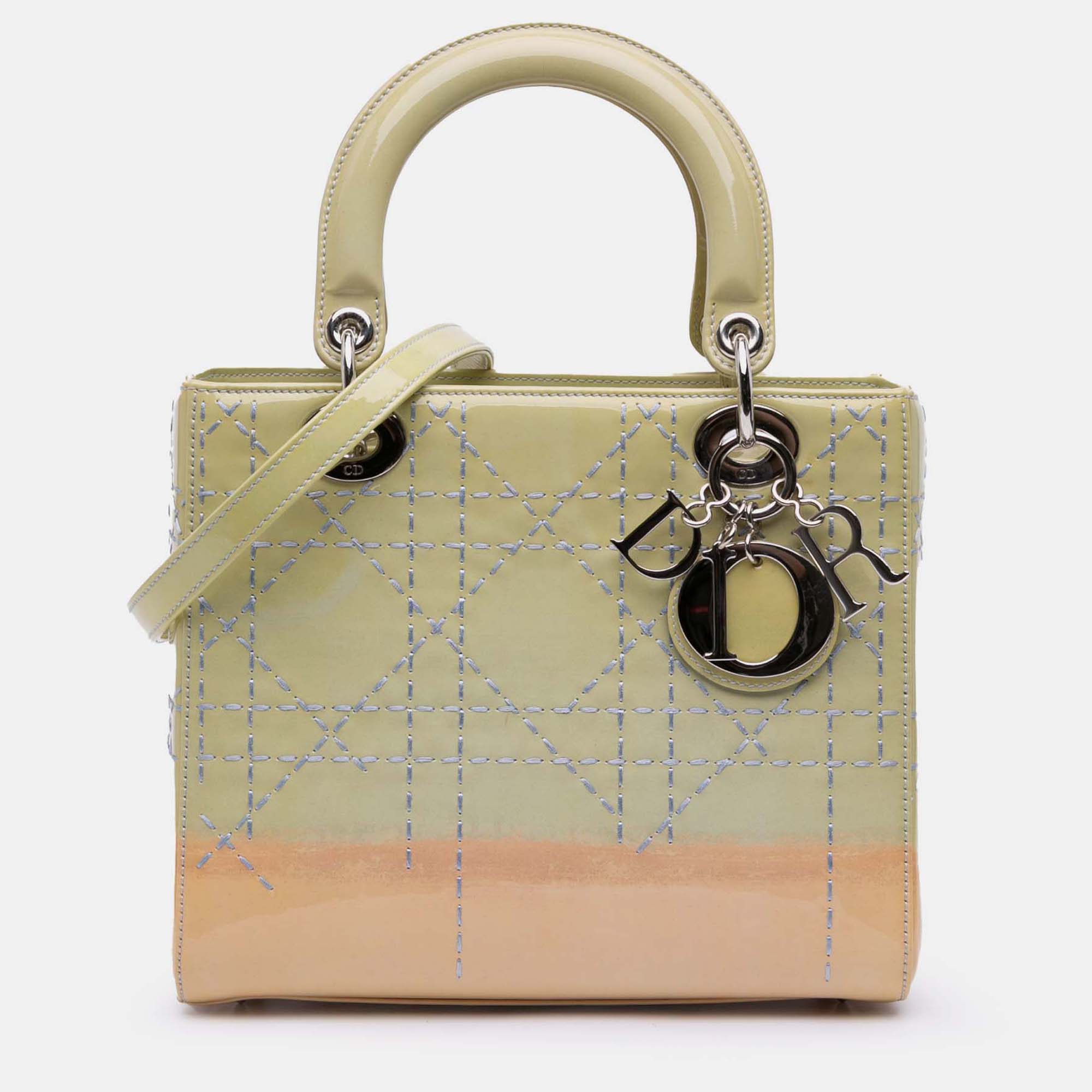 

Dior Green Medium Ombre Patent Cannage Lady Dior