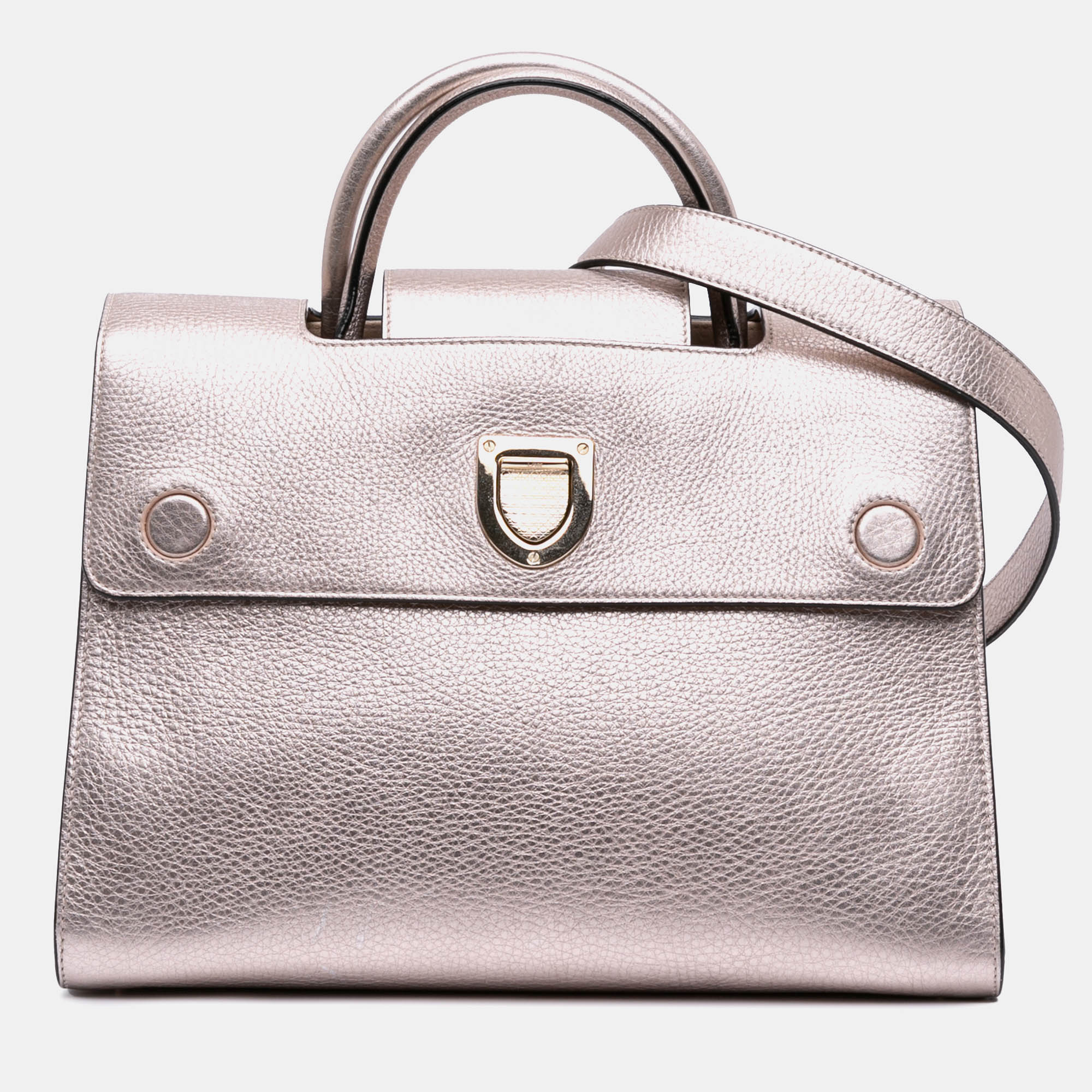 

Dior Pink Medium Metallic Grained Calfskin Diorever Satchel