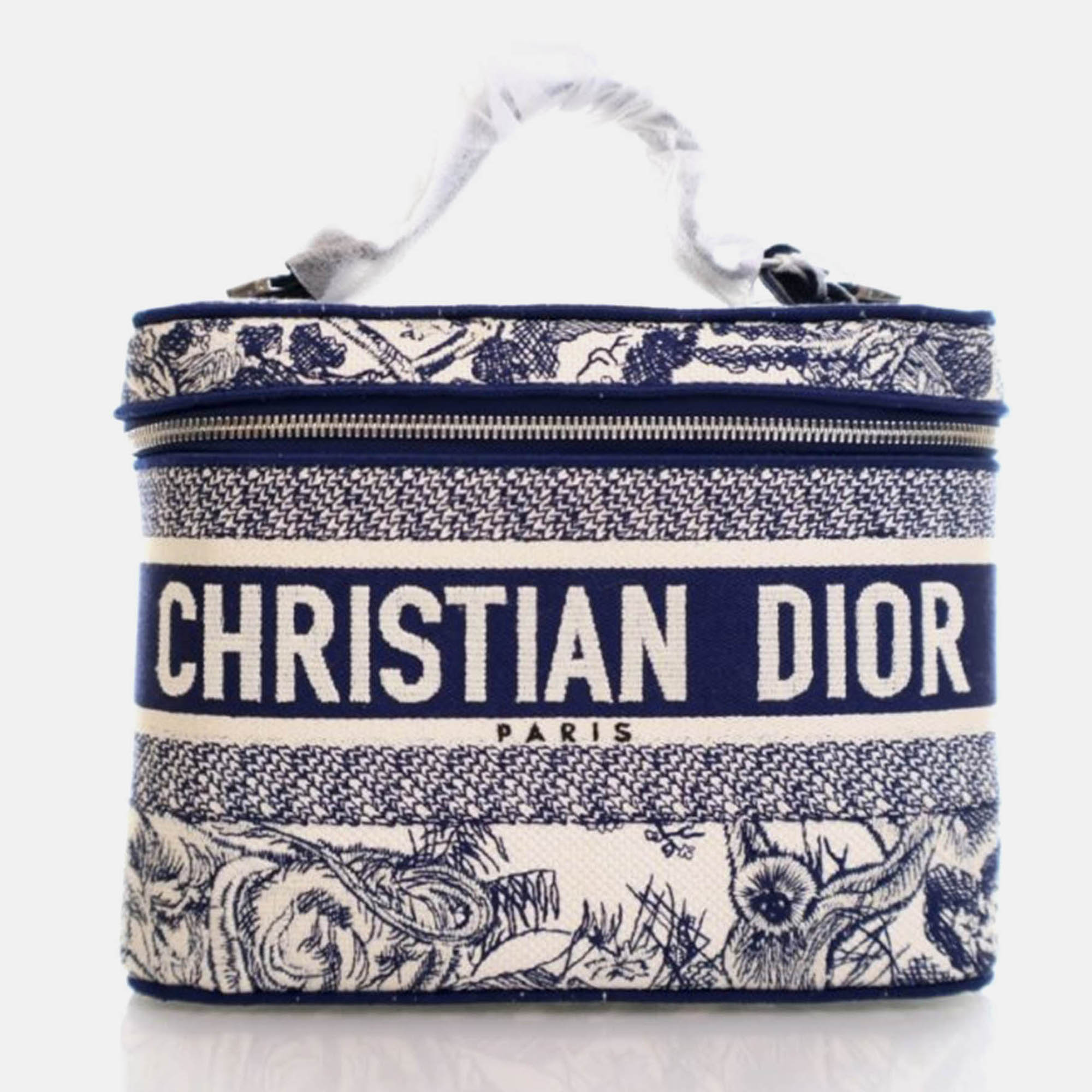 

Dior Diortravel Vanity Case Toile de Jouy Canvas Bag, Blue