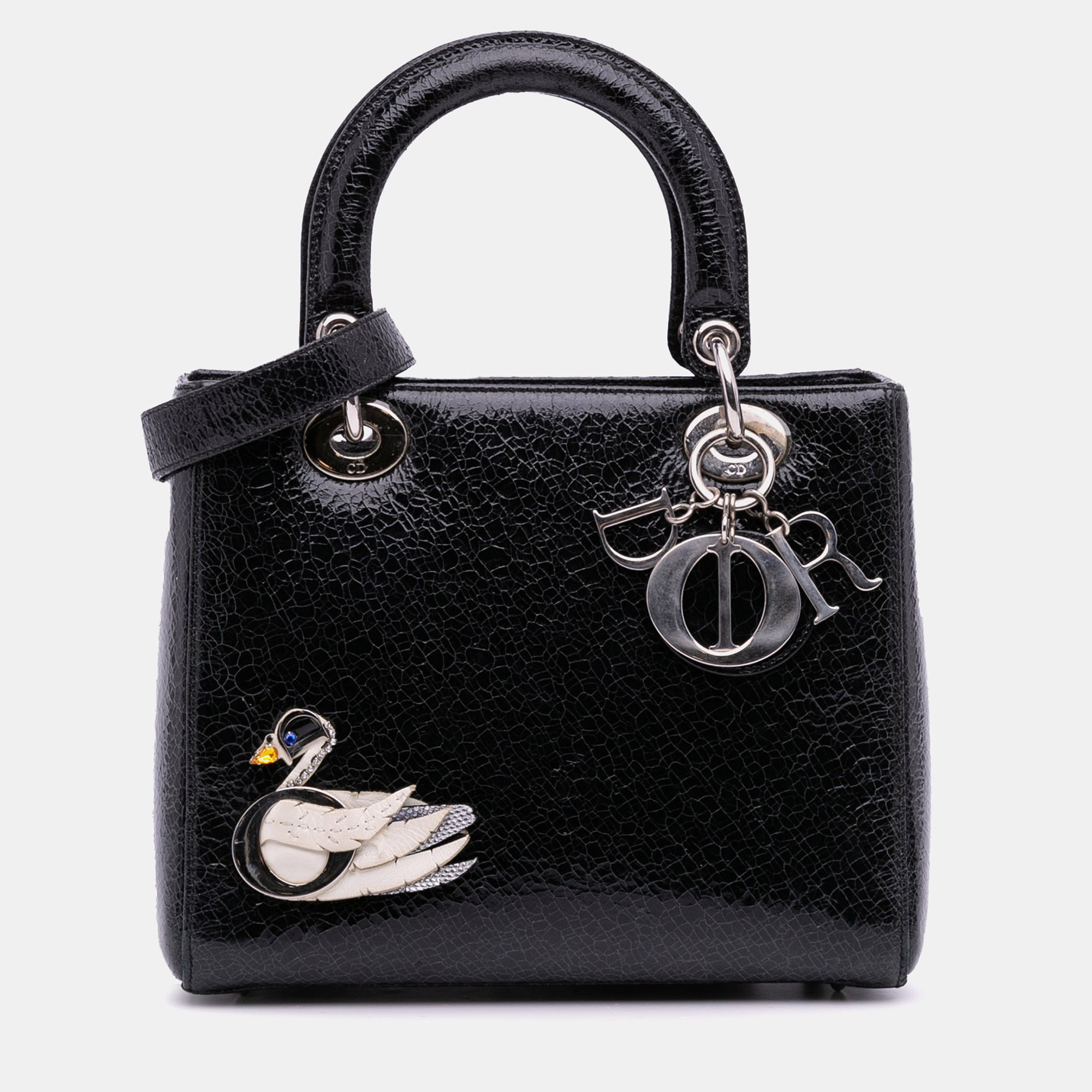 

Dior Black Medium Ceramic Effect Deerskin Jeweled Swan Lady Dior