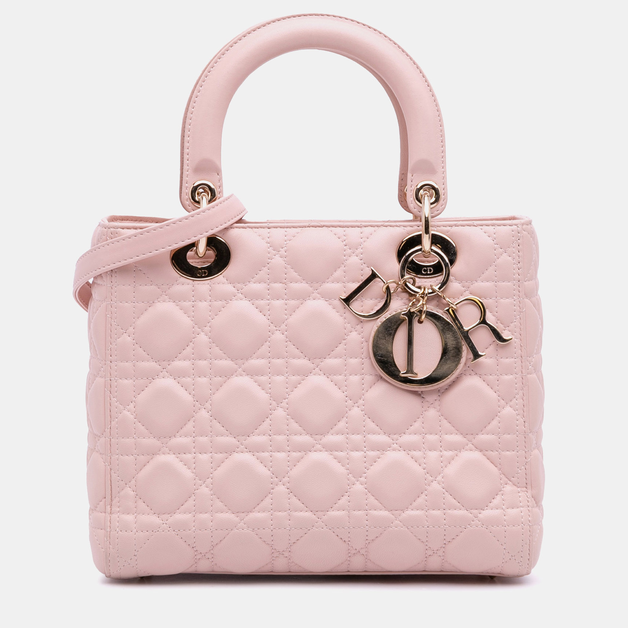 

Dior Pink Medium Lambskin Cannage Lady Dior