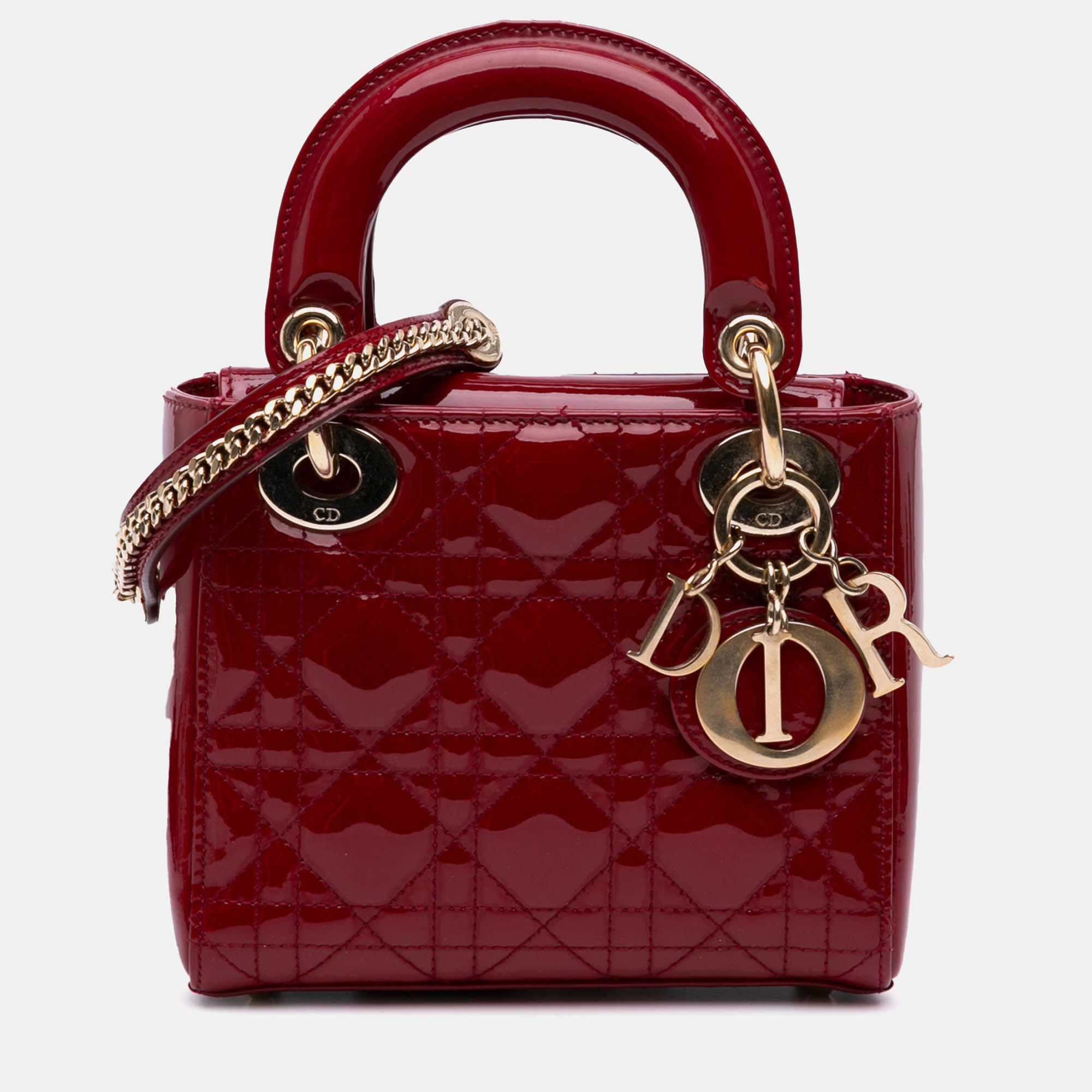 

Dior Red Mini Patent Cannage Lady Dior