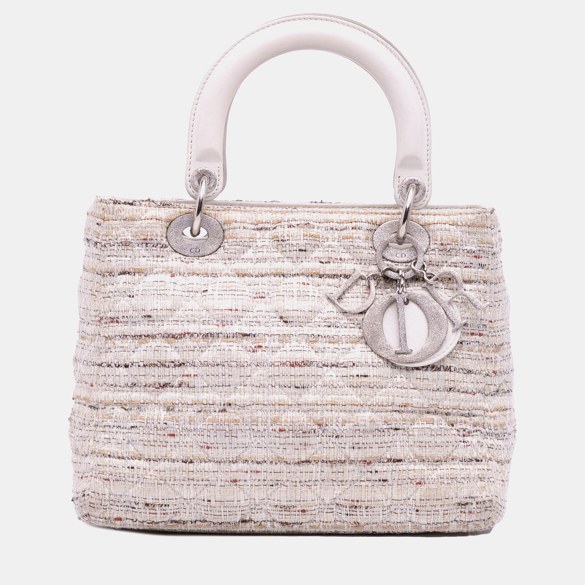 

Dior White Medium Tweed Cannage Lady Dior