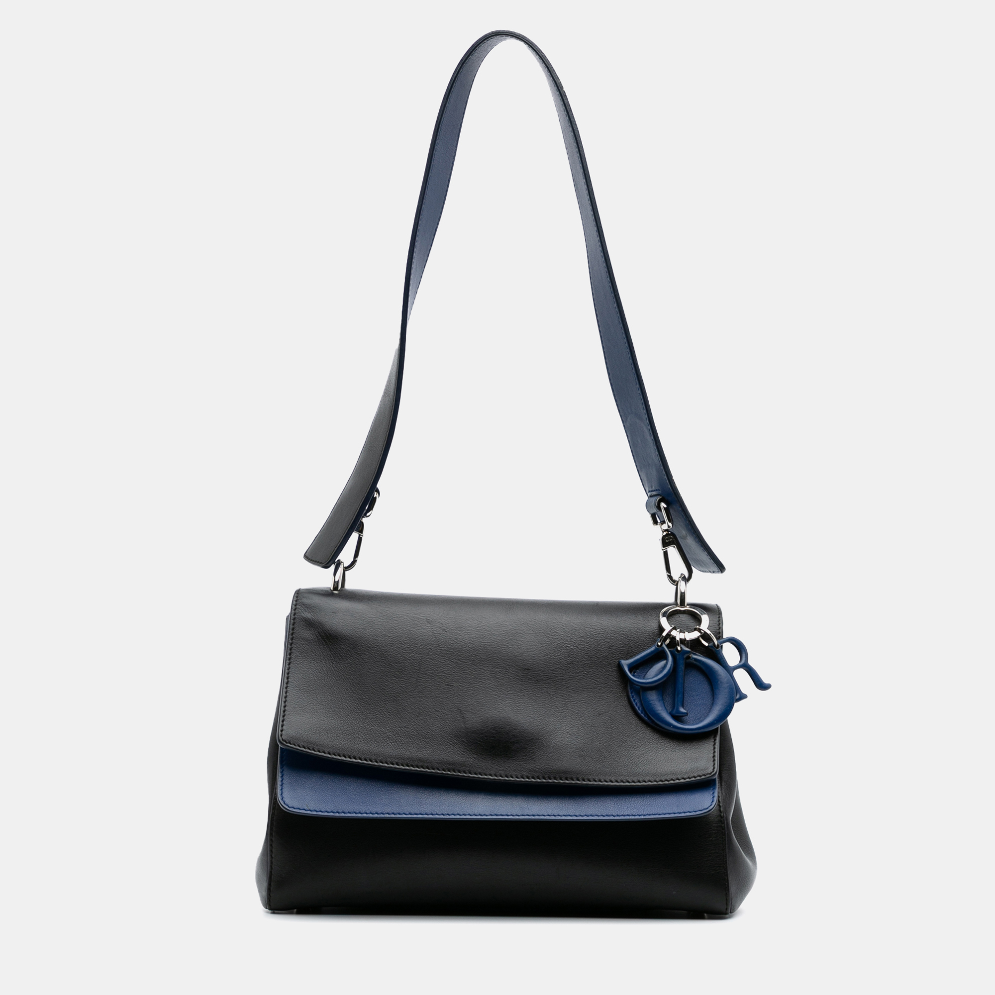 

Dior Black Blue Medium Calfskin Be Dior Double Flap