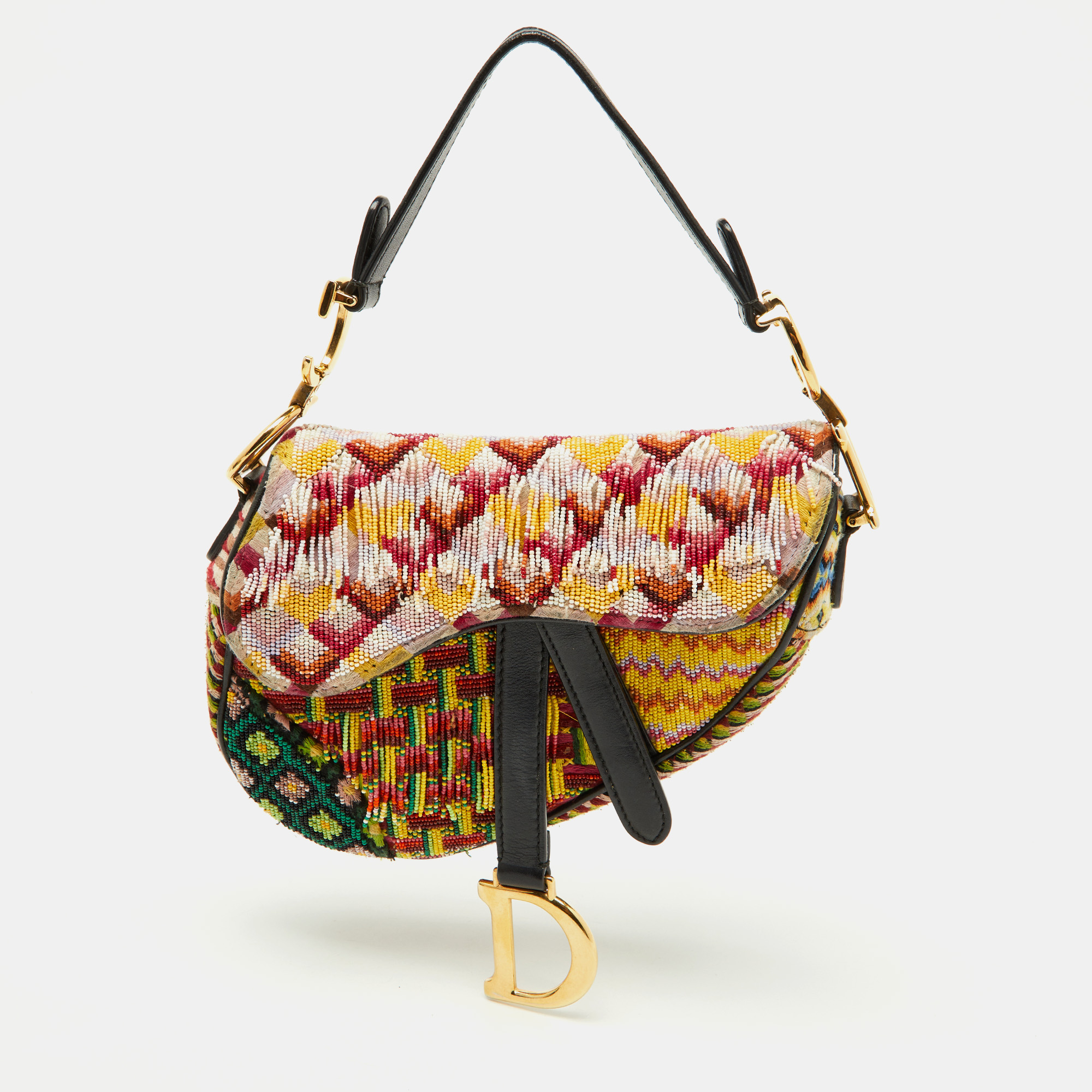 

Dior Multicolor Beaded and Leather Mini Saddle Bag