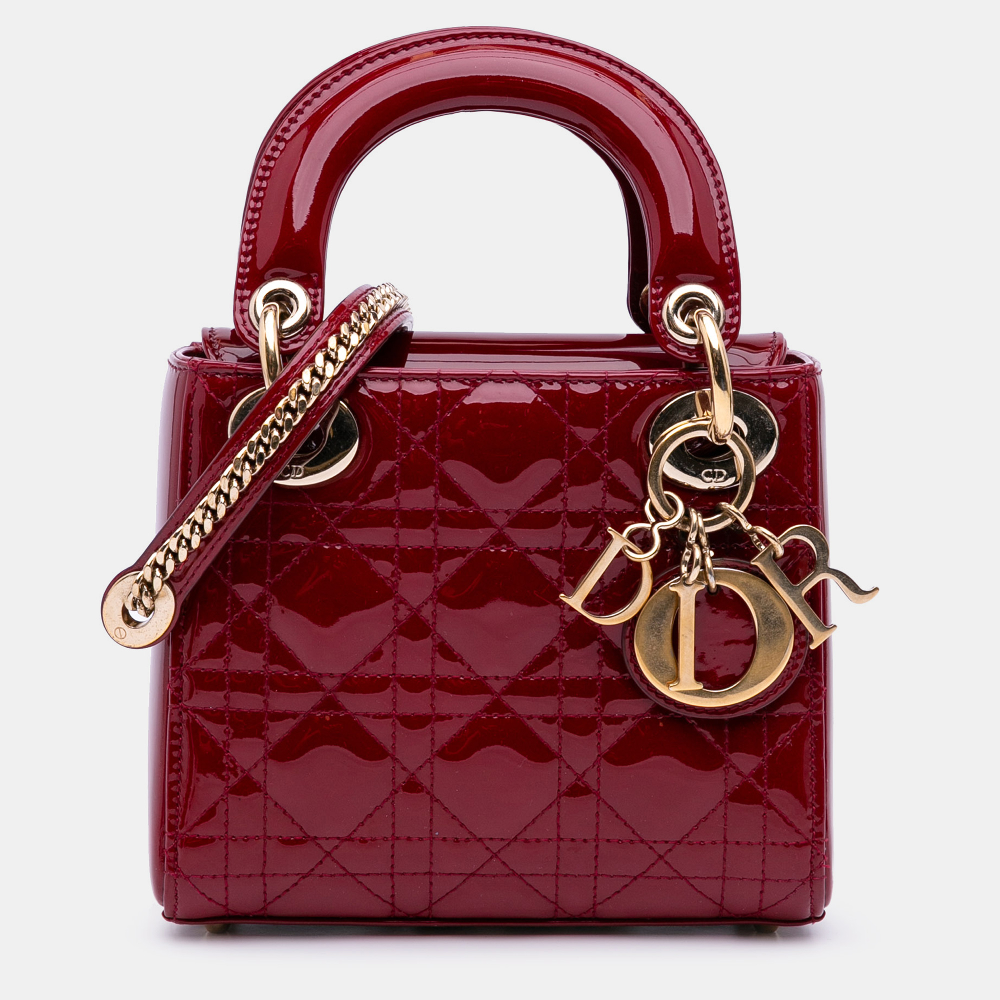 

Dior Red Mini Patent Cannage Lady Dior