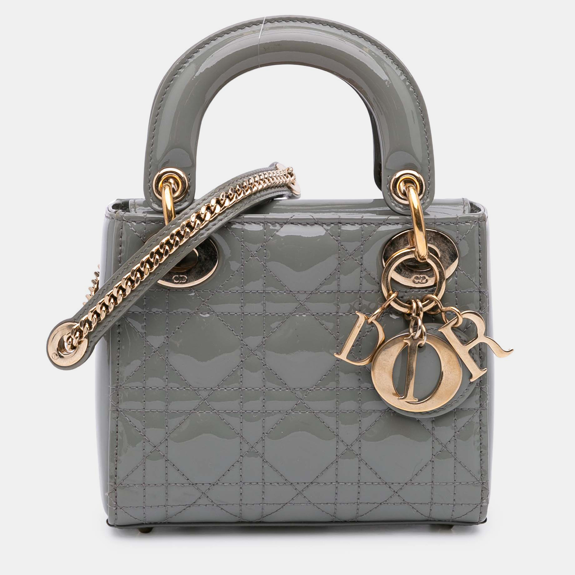 

Dior Grey Mini Patent Cannage Lady Dior