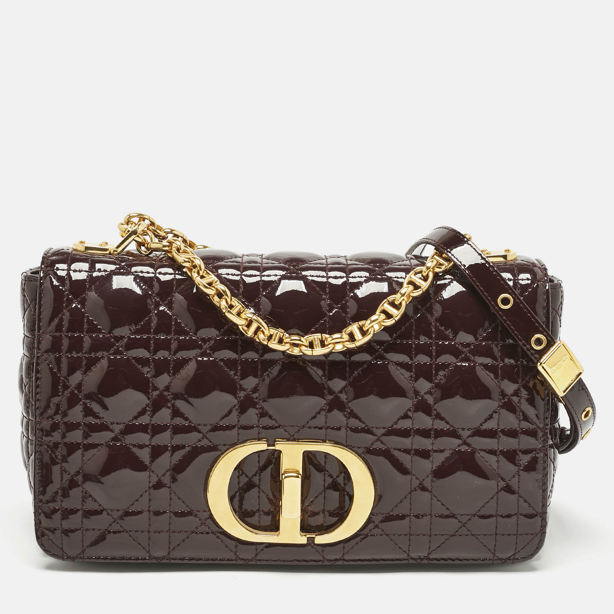 

Dior Dark Purple Cannage Patent Leather  Caro Shoulder Bag