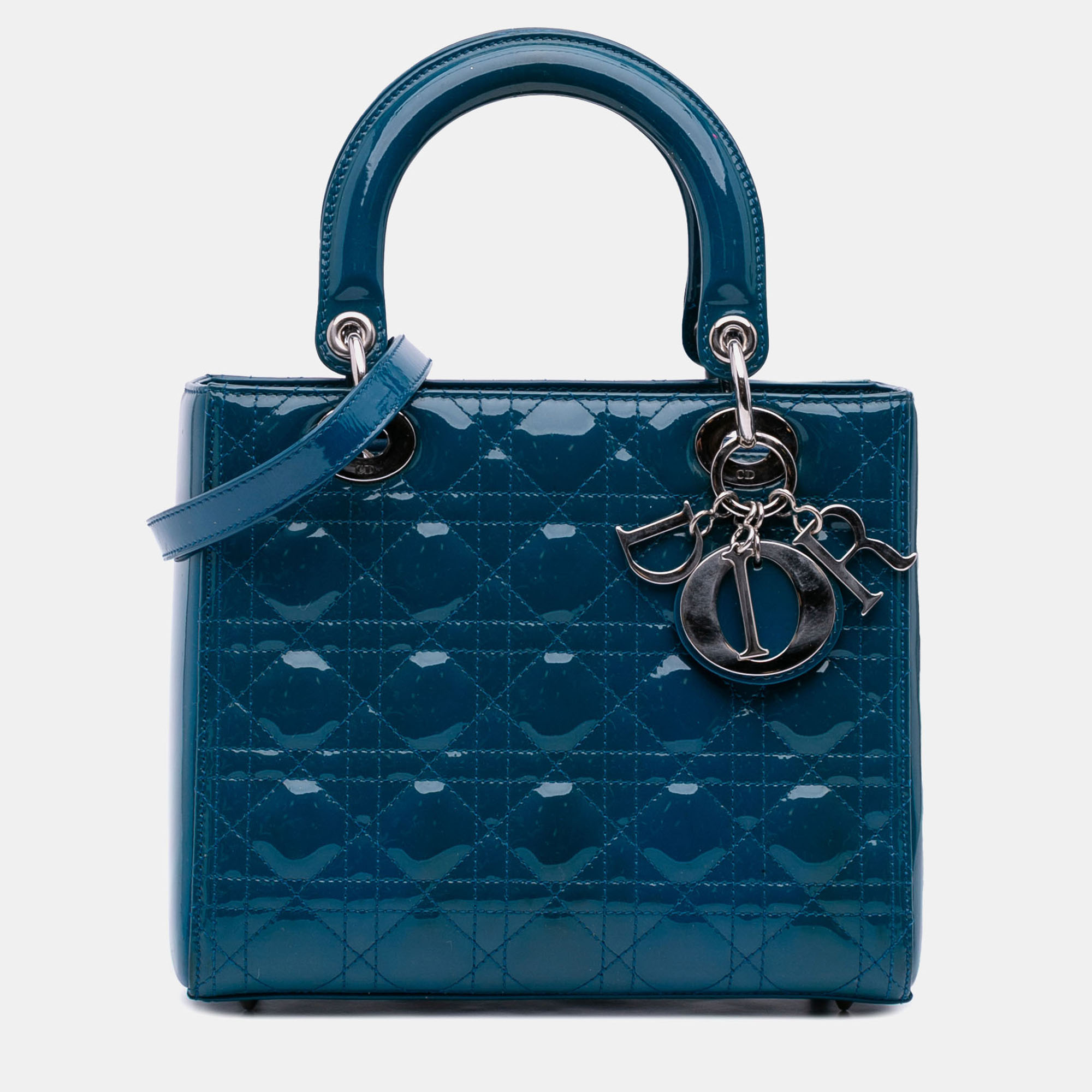 

Dior Blue Medium Patent Cannage Lady Dior