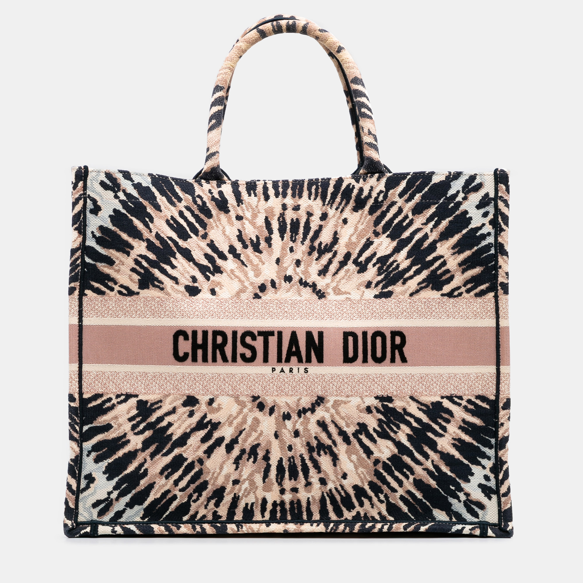 Pre-owned Dior Brown Large Embroidered Canvas Tie Dye Book Tote