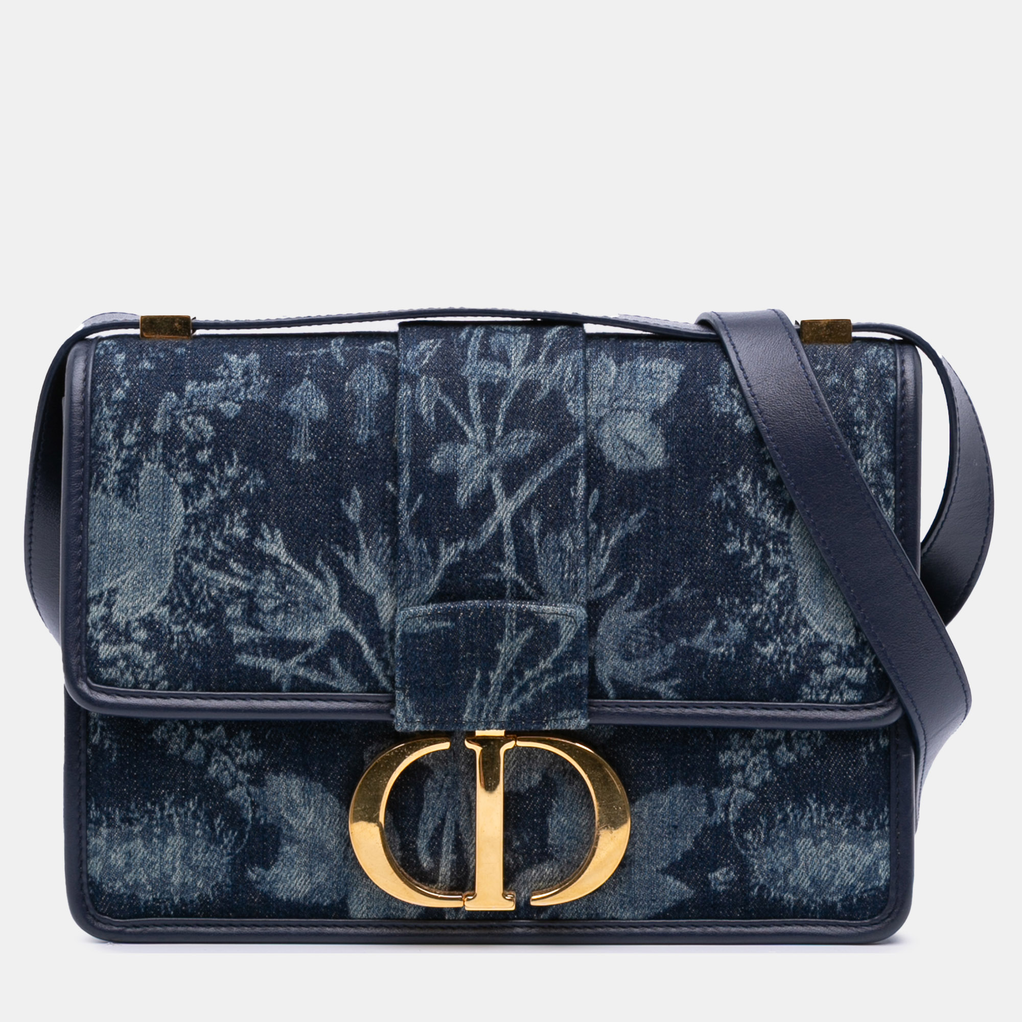 

Dior Blue Printed Denim Flowers 30 Montaigne Flap