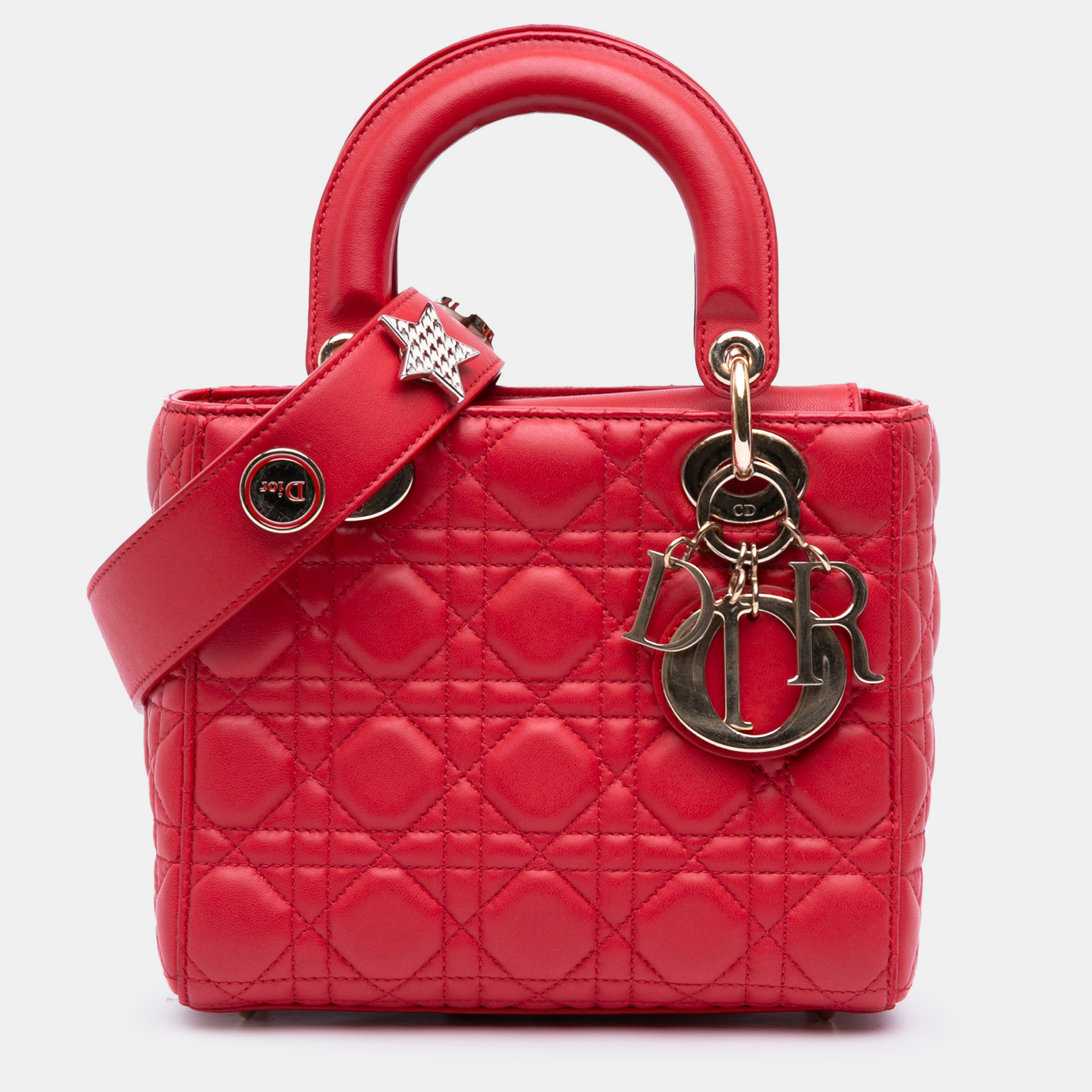 

Dior Red Small Lambskin Cannage My ABCDior Lady Dior