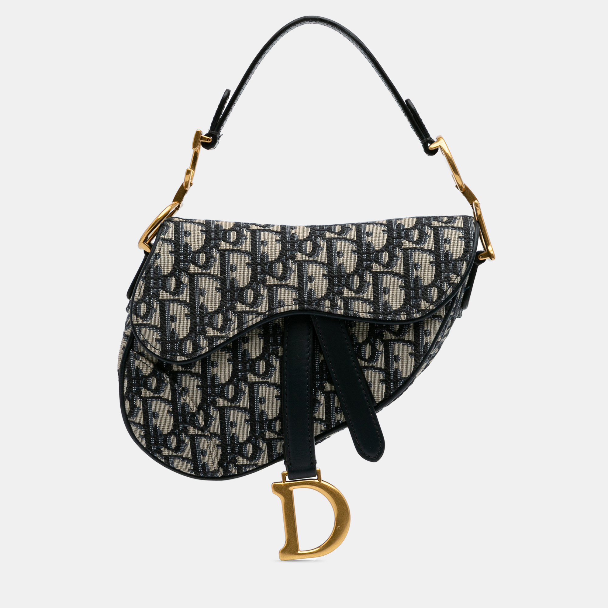 

Dior Navy Blue Mini Oblique Canvas Saddle Bag