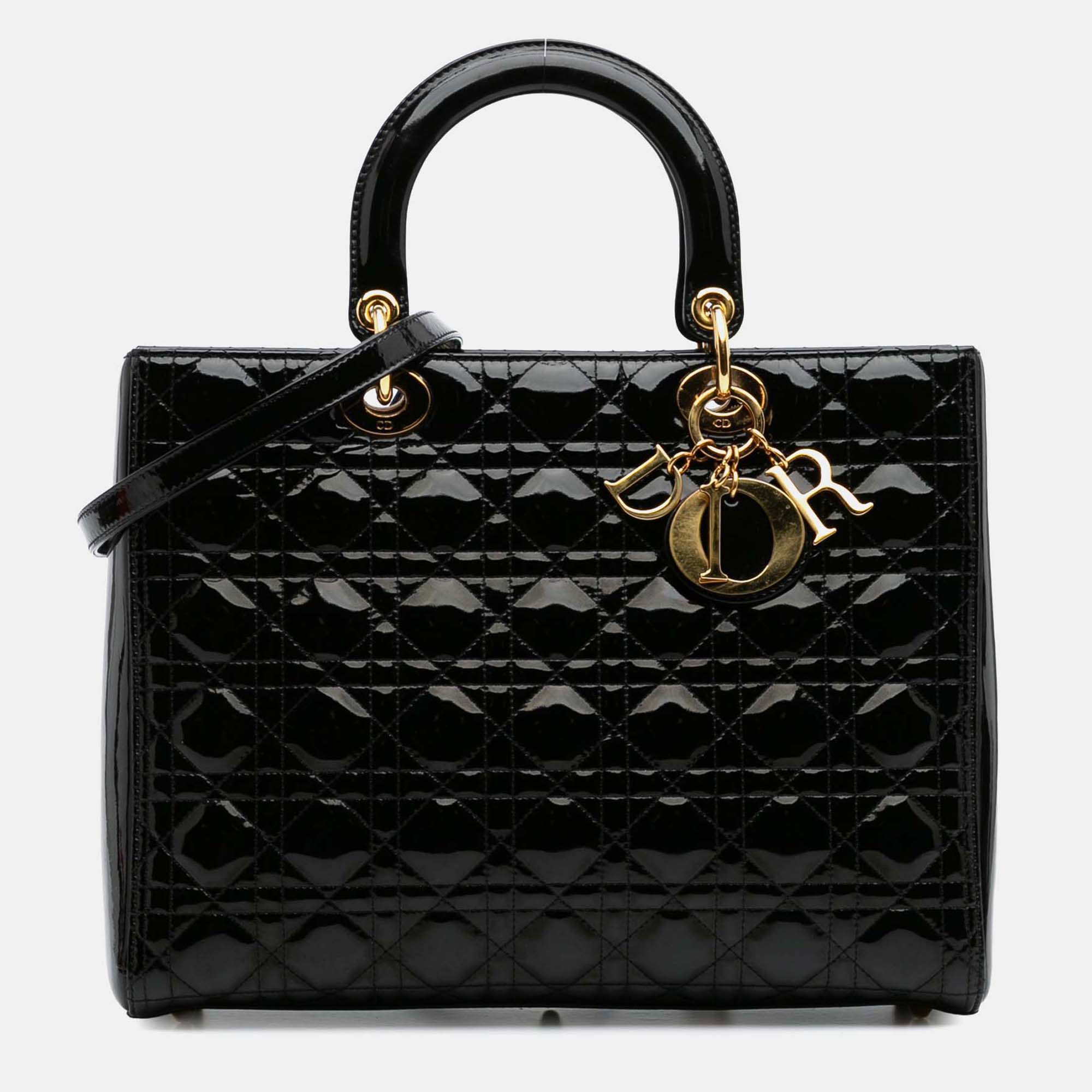 

Dior Black Large Patent Cannage Lady Dior