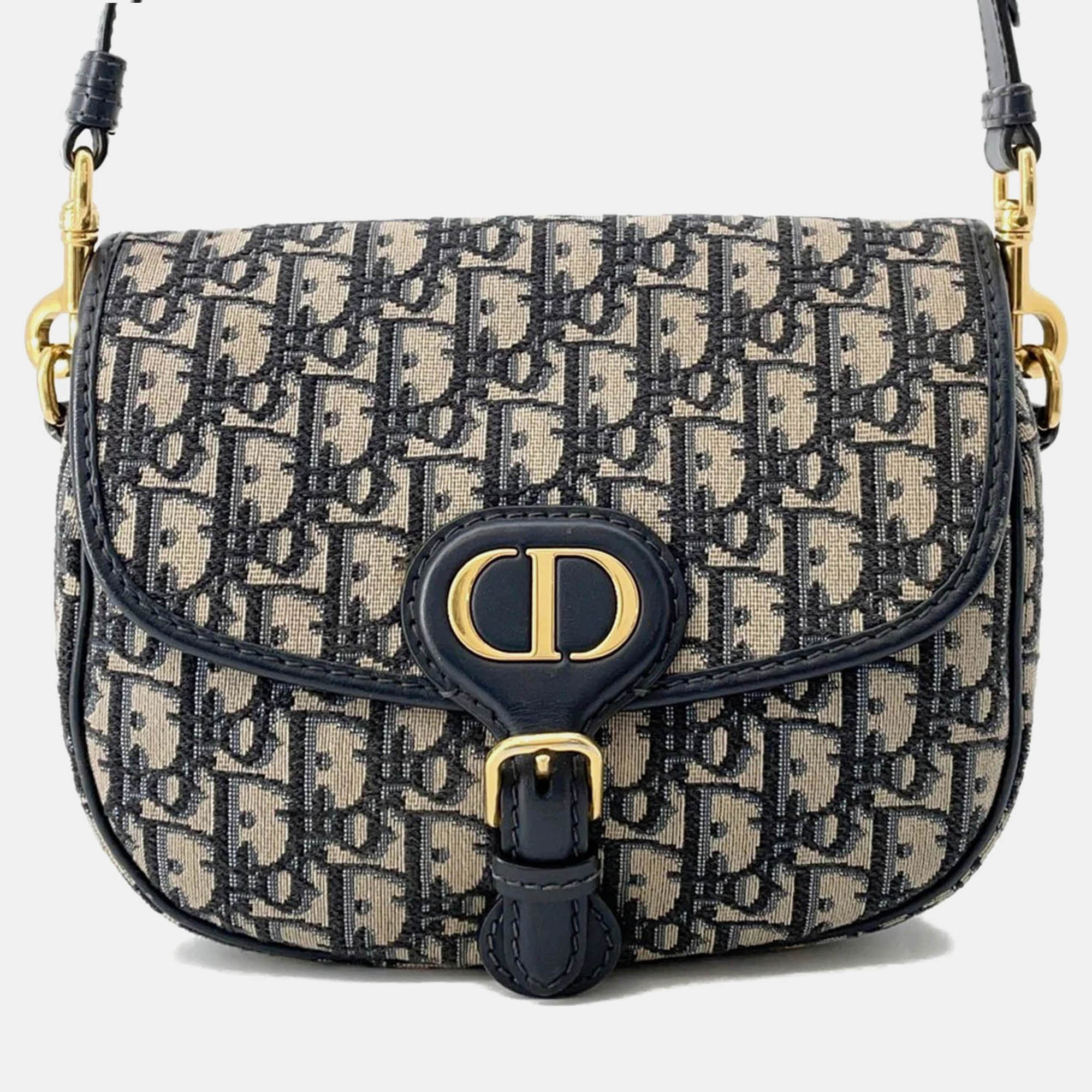 

Dior Oblique Bobby Shoulder Bag Navy Canvas Leather, Navy blue
