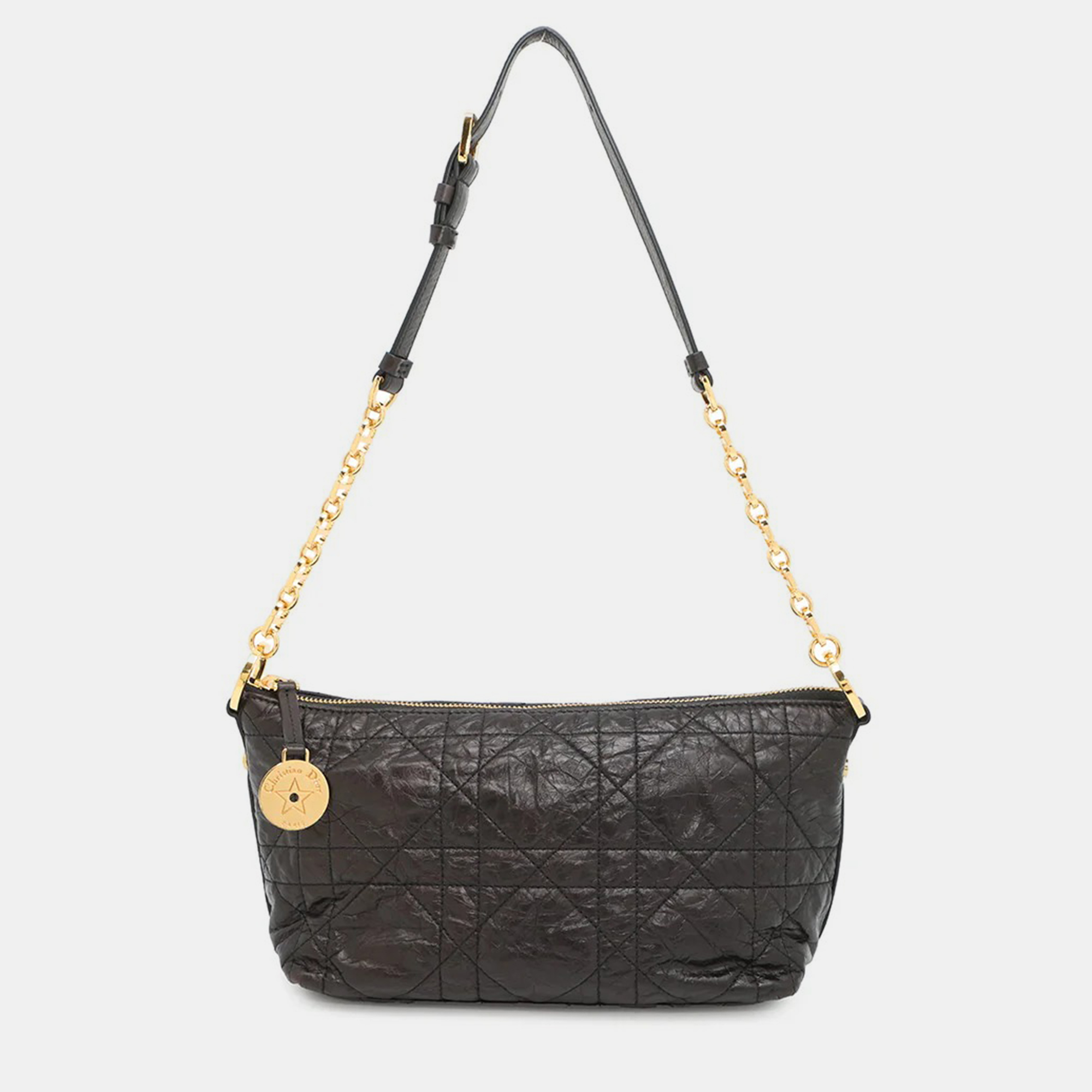 

Dior Diorstar Hobo Bag Macrocannage Crinkled Black Calf Leather