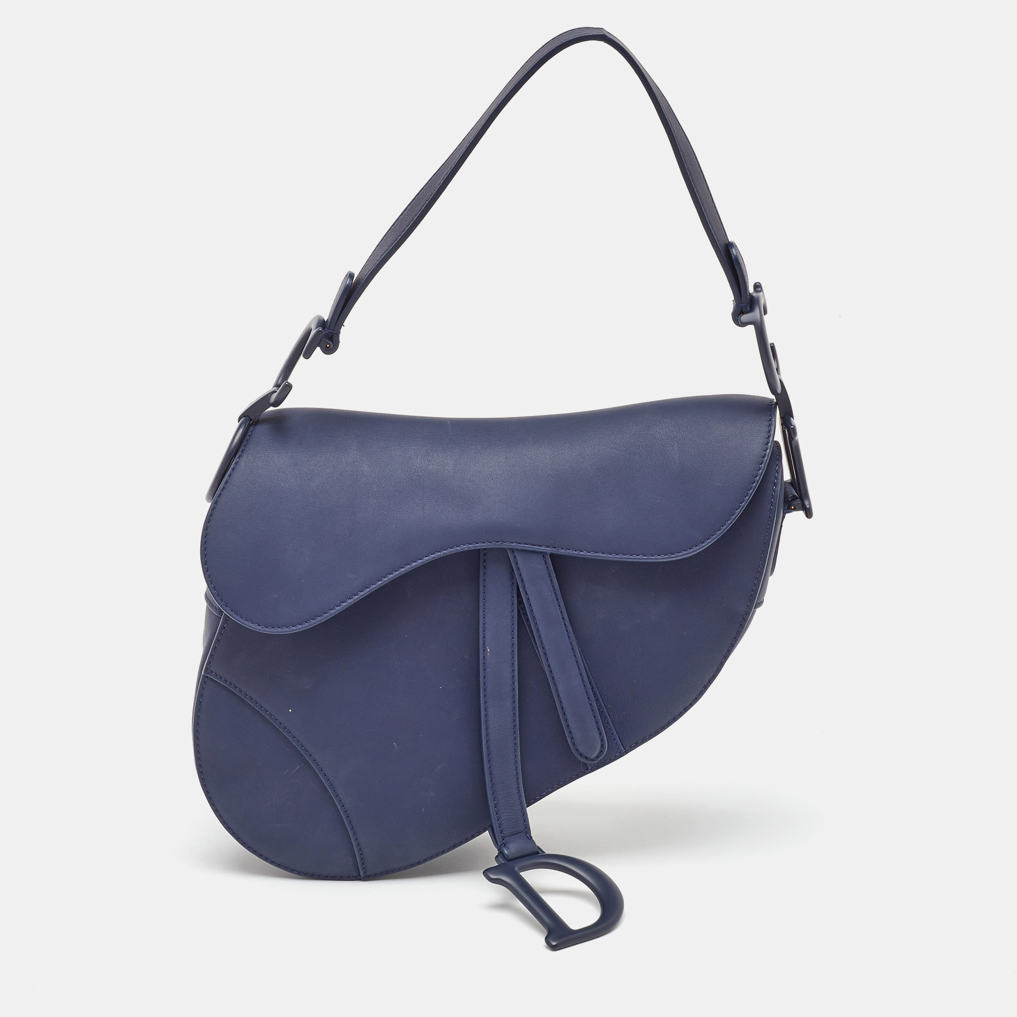 Dior Navy Blue Ultra Matte Leather Saddle Bag