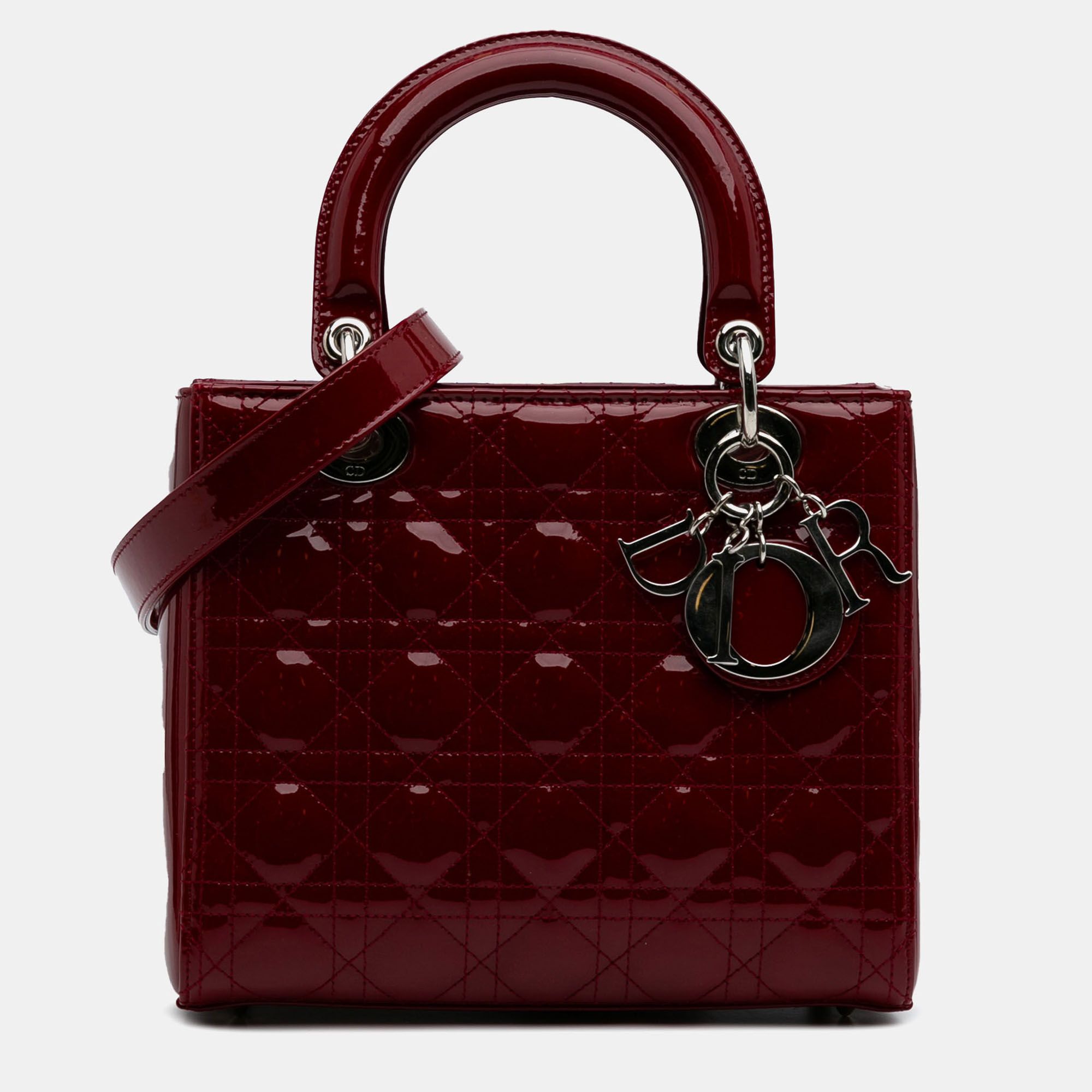 

Dior Red Medium Patent Cannage Lady Dior