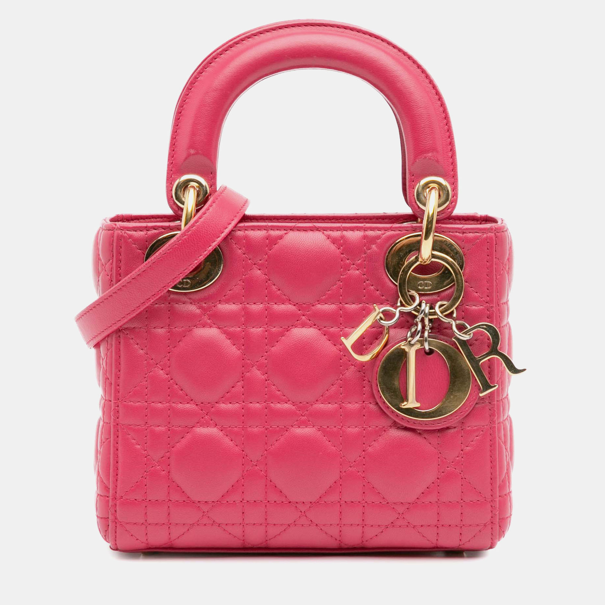 

Dior Pink Mini Lambskin Cannage Lady Dior