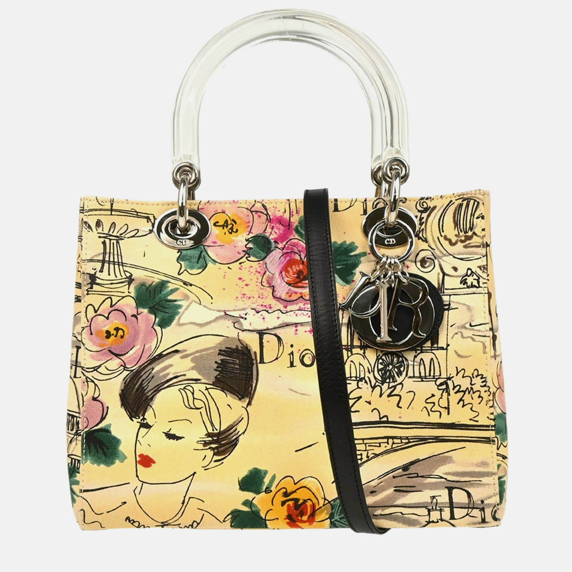 

Christian Dior Beige Canvas Lady Dior 2way Handbag