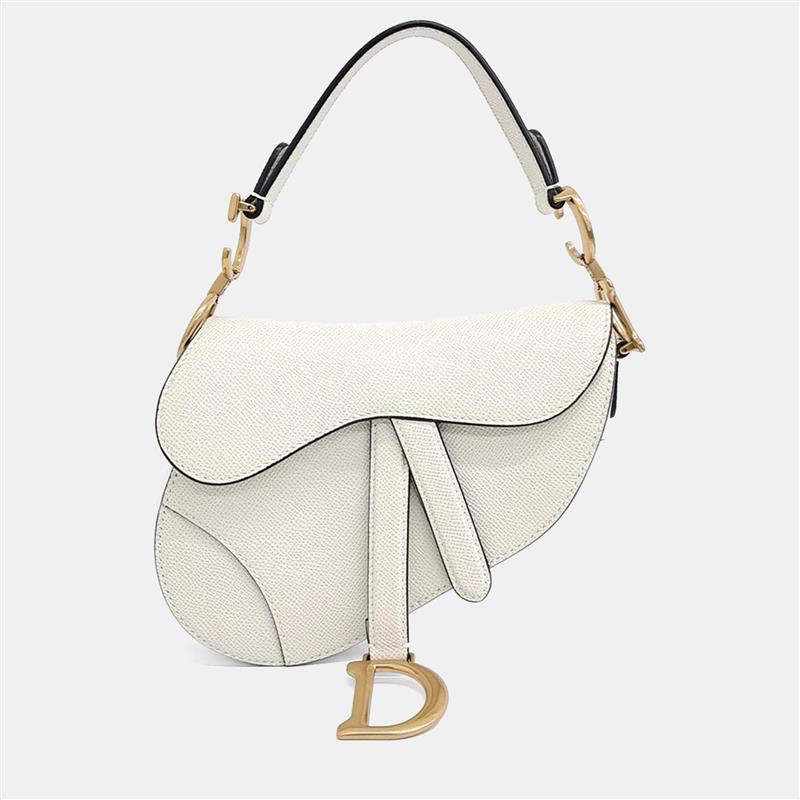 

Dior White Leather Mini Saddle Bag