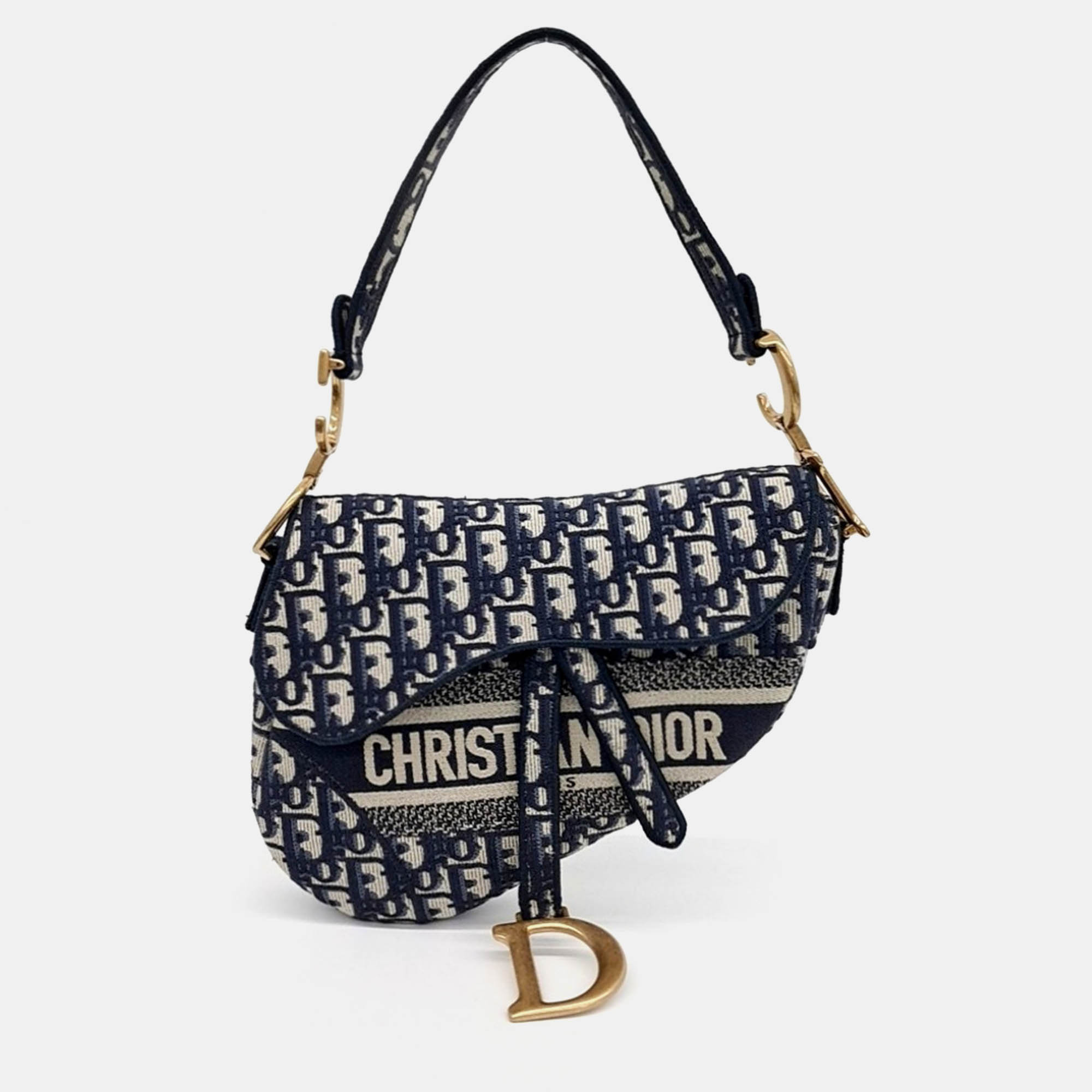 

Dior Navy Blue Canvas Oblique Saddle Bag