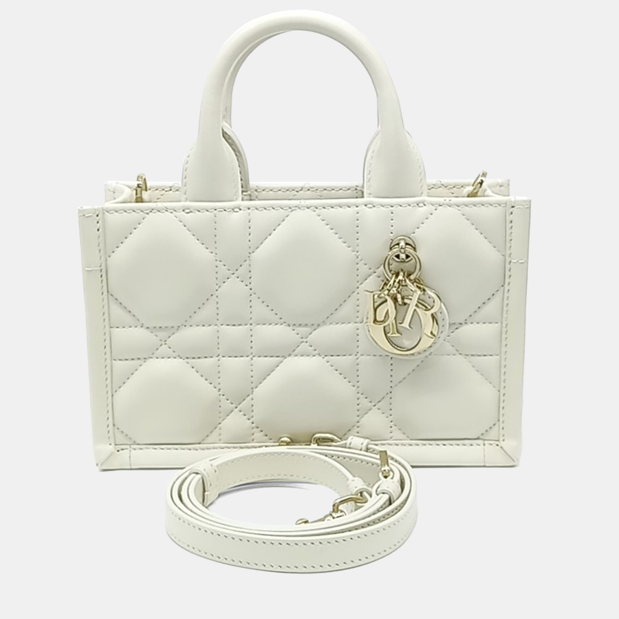 

Dior White Leather Cannage Book Tote Bag Mini