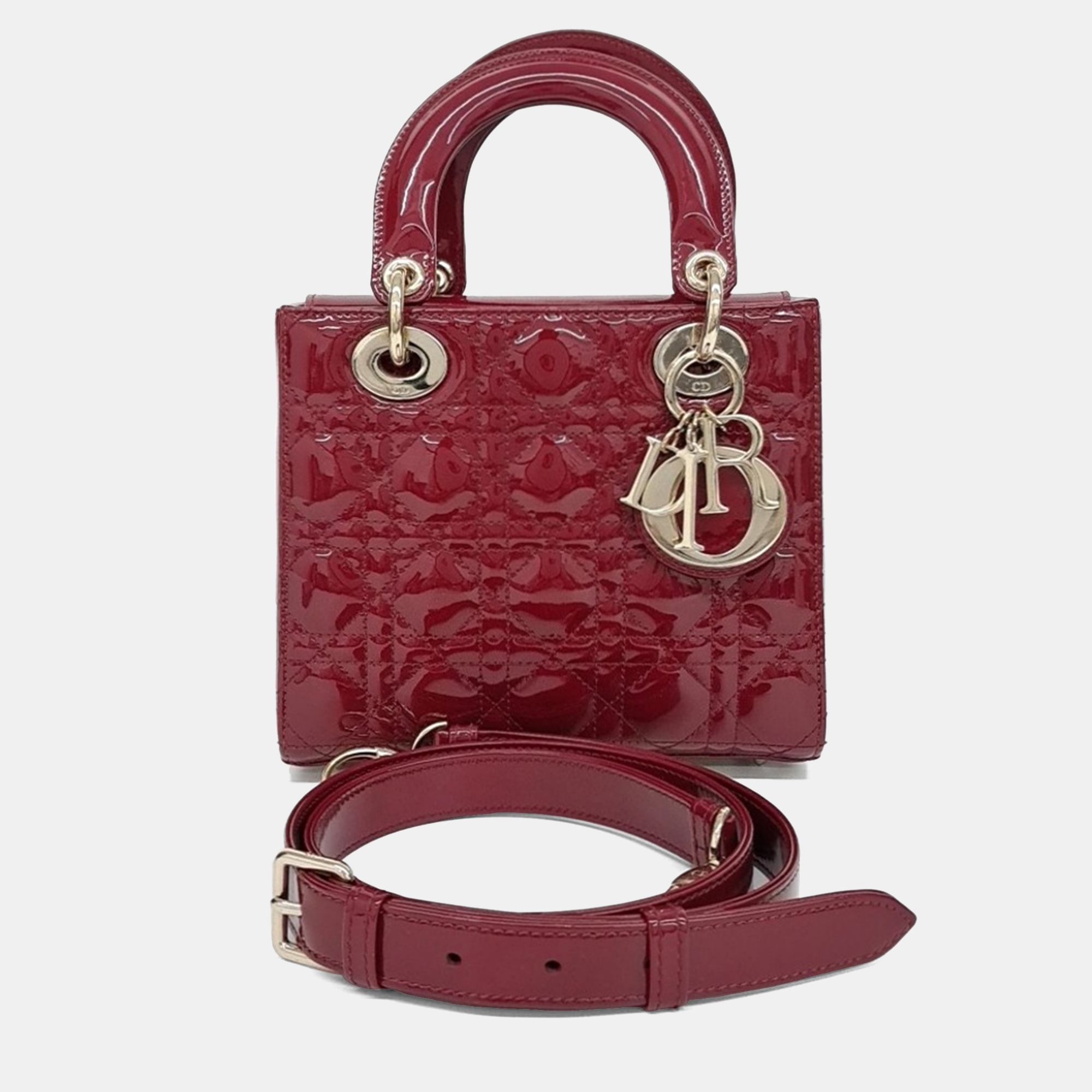 

Dior Red Patent Leather Patent Cannage Lady Bag Small