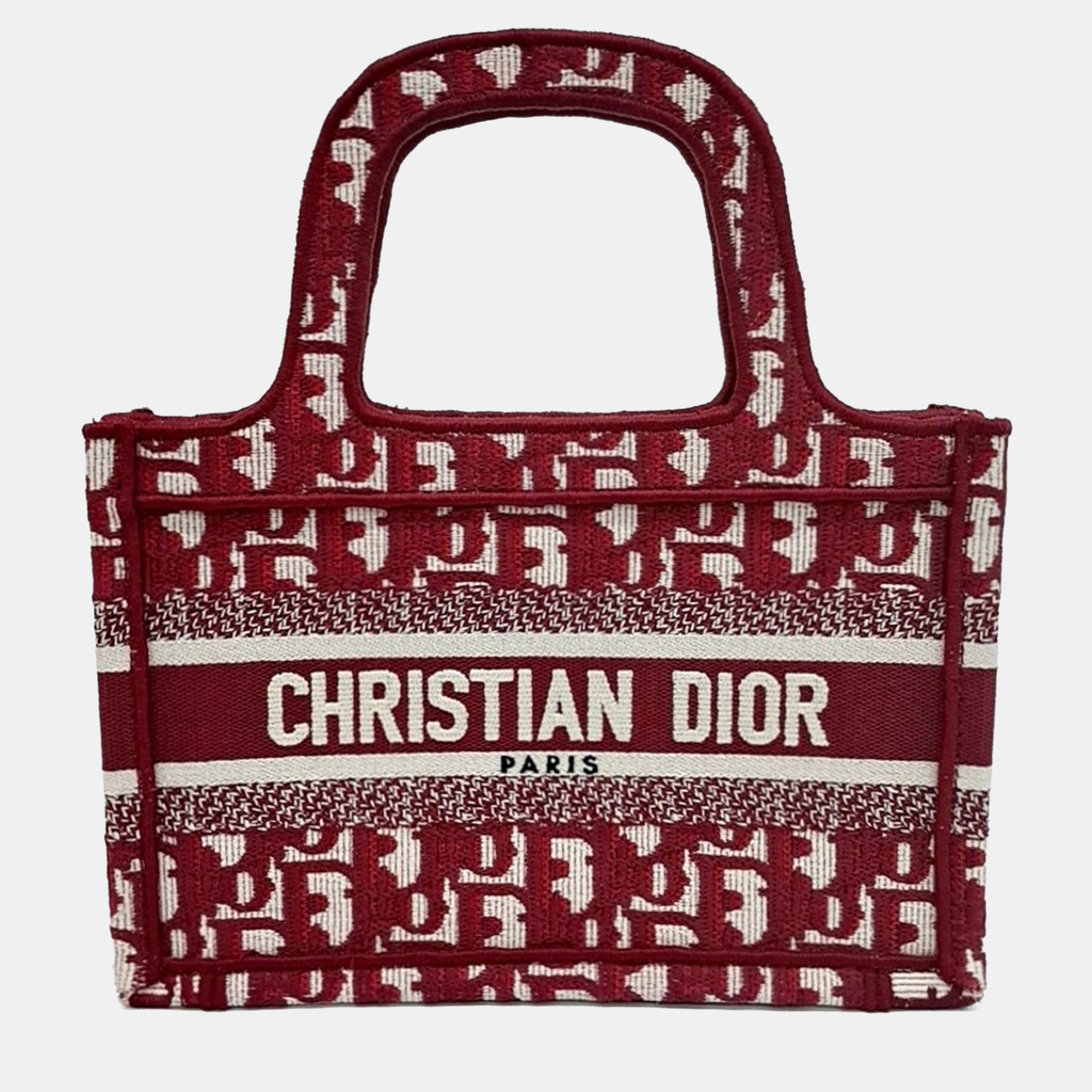 

Dior Red Fabric Oblique Mini Book Tote Bag
