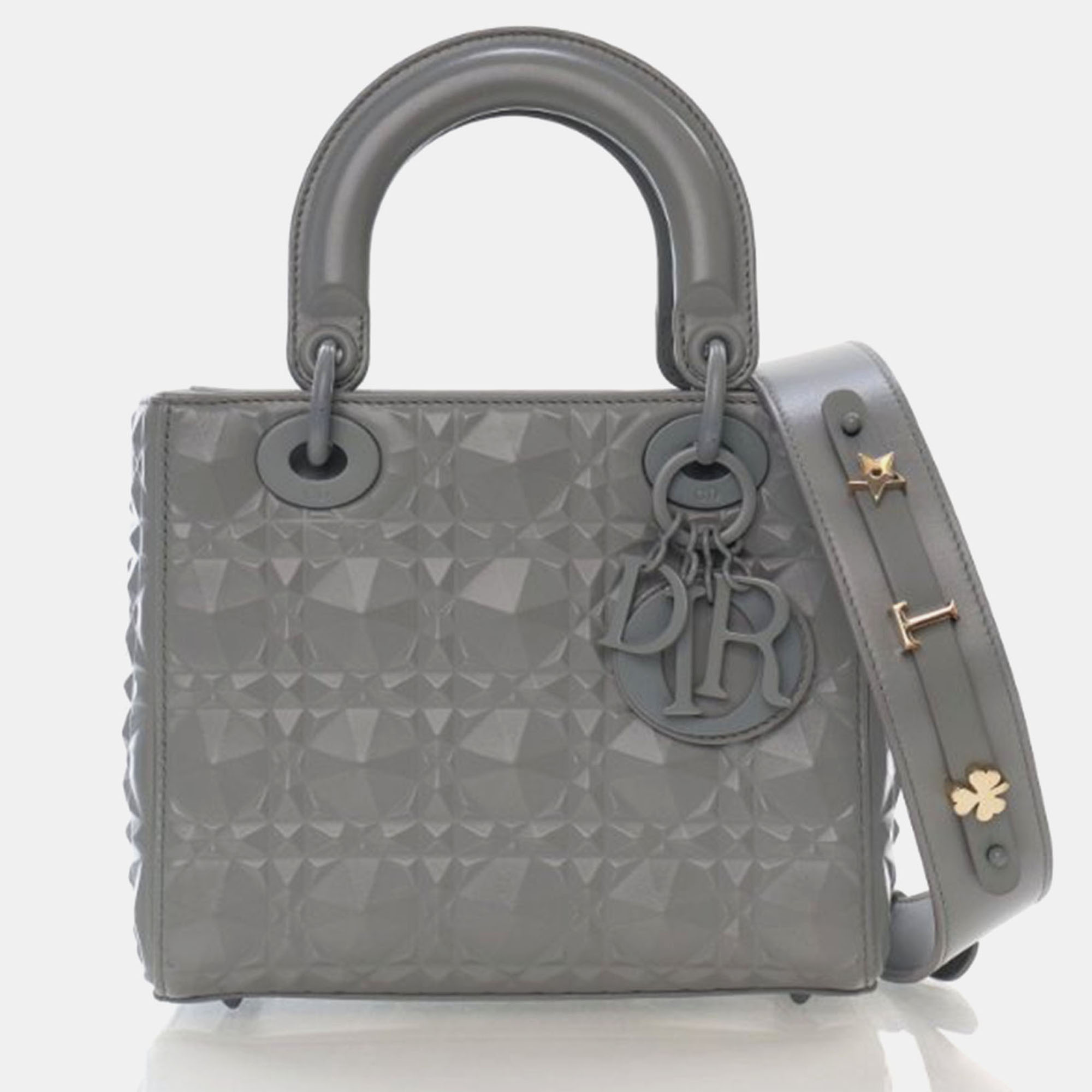 

Dior Lady Dior Small Grey Lambskin Shoulder Bag