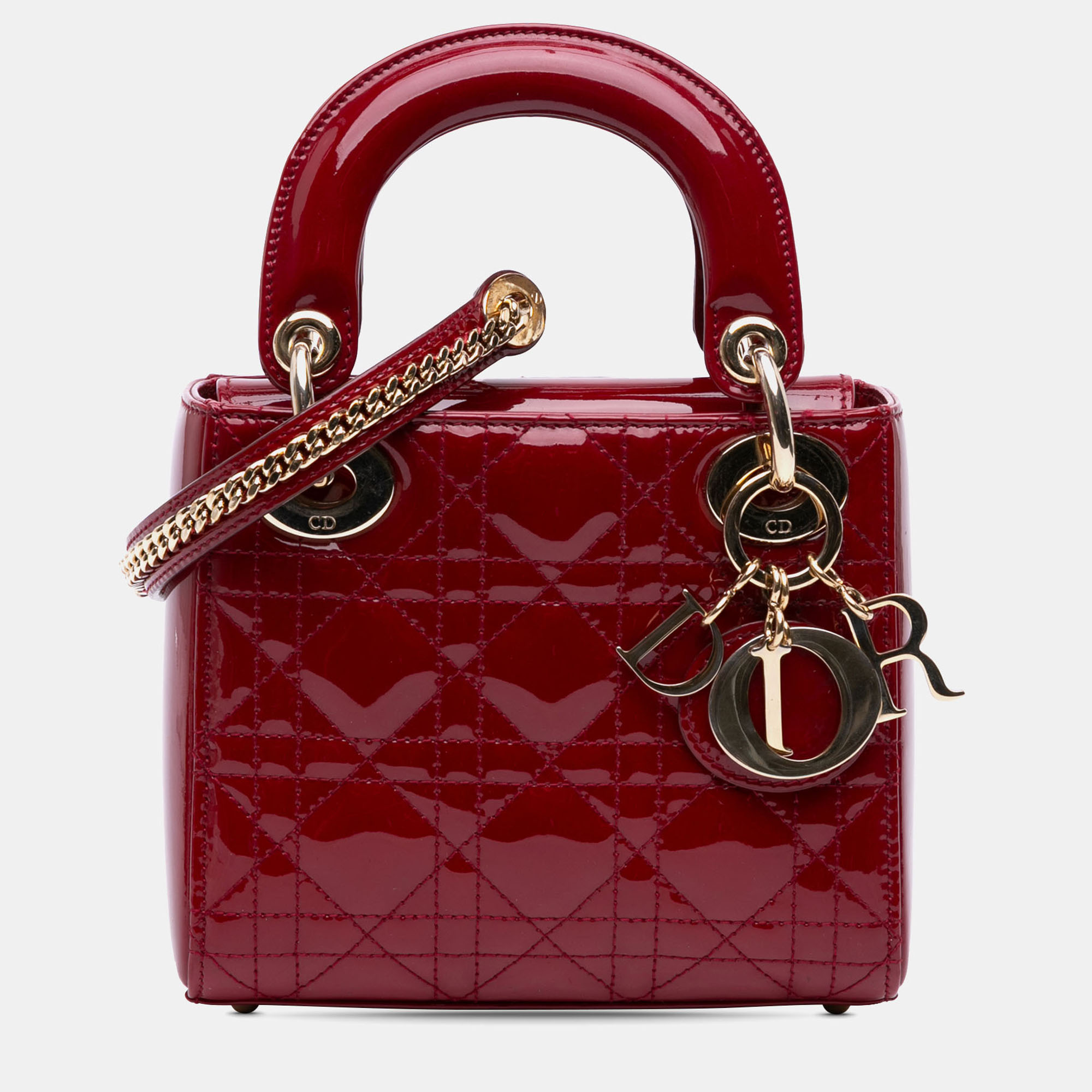 

Dior Red Mini Patent Cannage Lady Dior