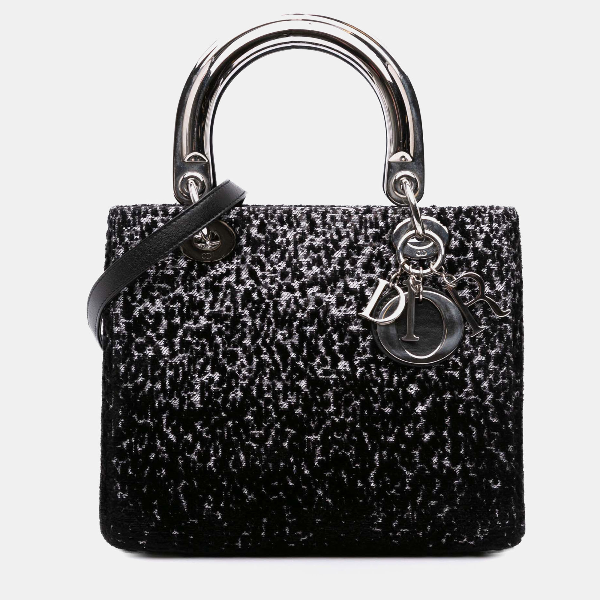 

Dior Black Medium Velvet and Canvas Lady Dior