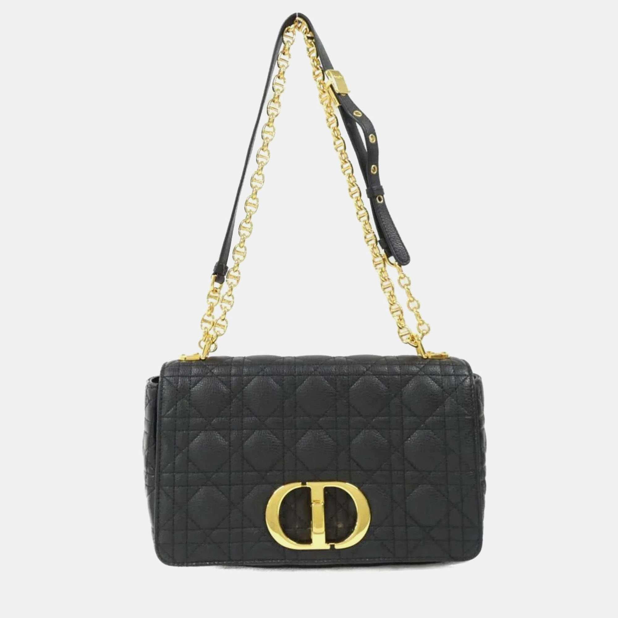 

Dior Caro Medium Black Leather Shoulder Bag