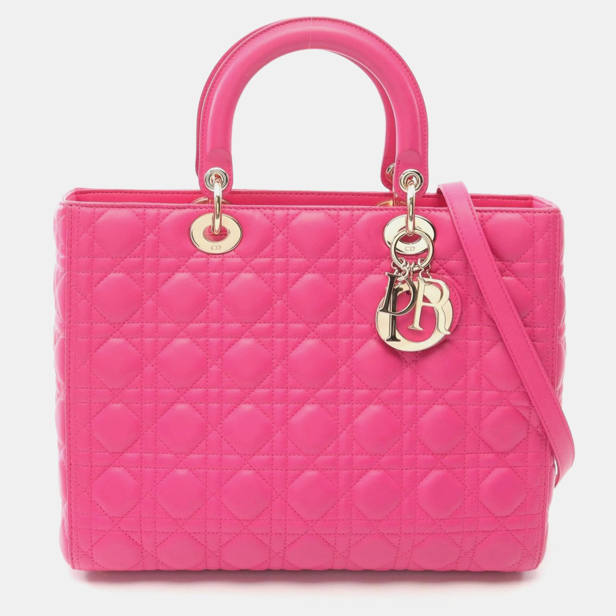 

Dior Lady Dior Large Pink Leather Shoulder Bag