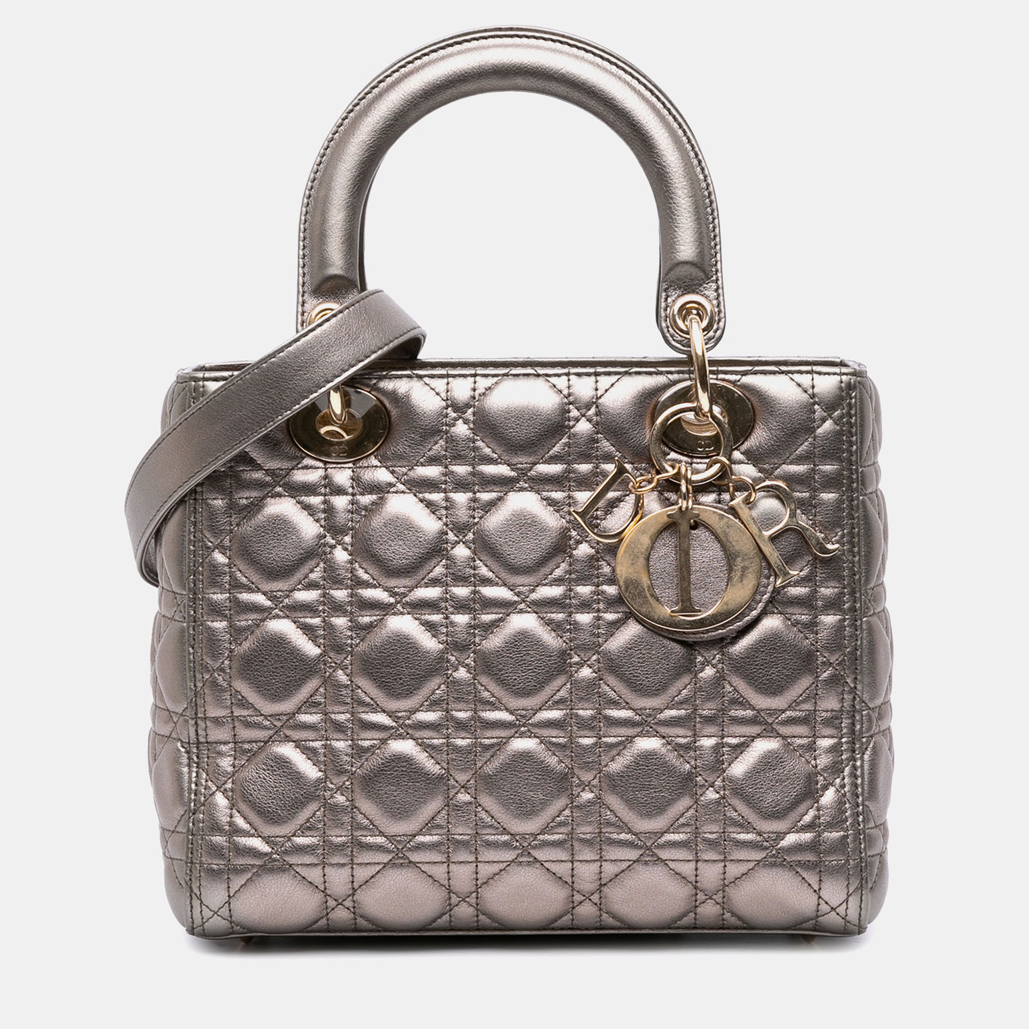 

Dior Gold Medium Lambskin Cannage Lady Dior