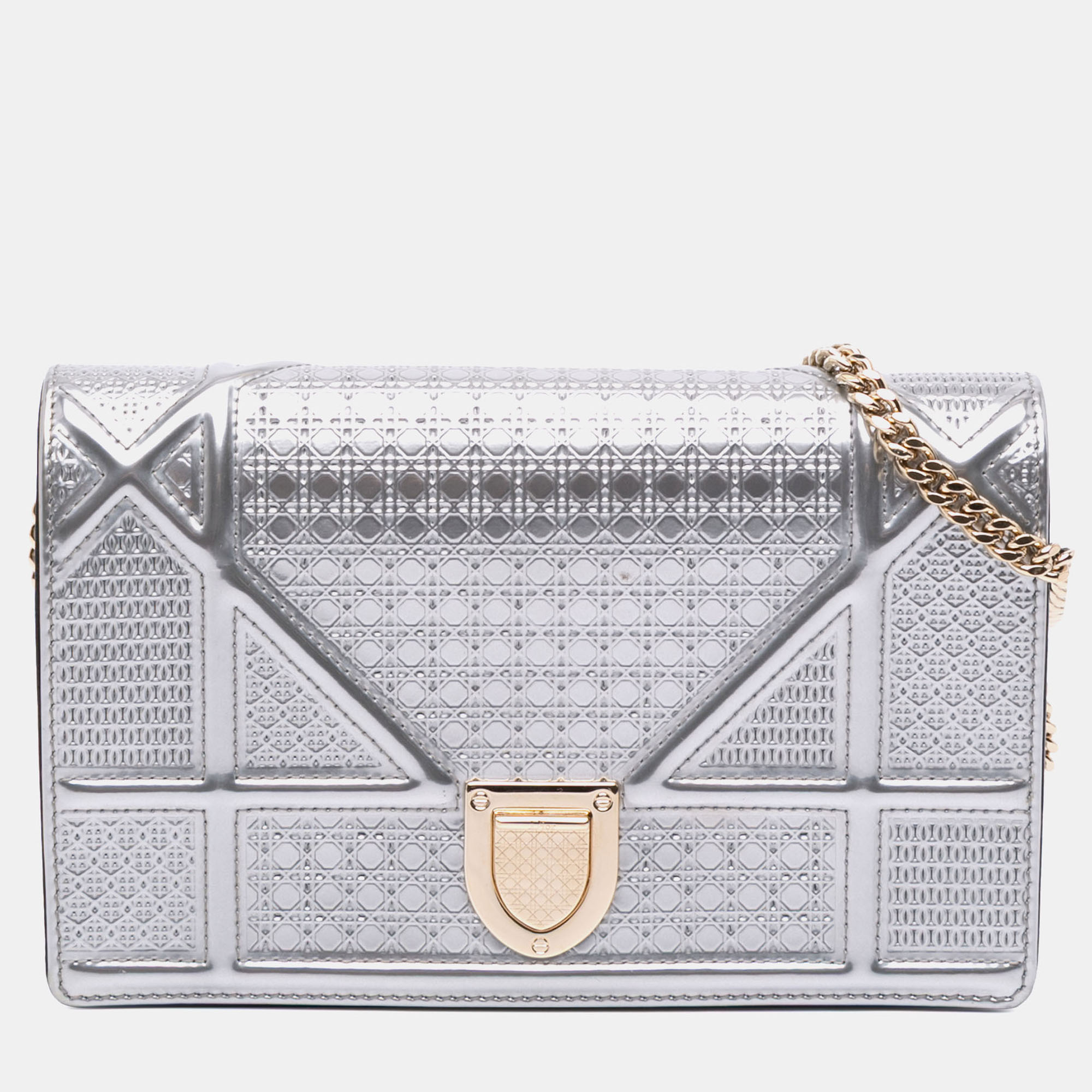 

Dior Silver Baby Patent Microcannage Diorama Crossbody