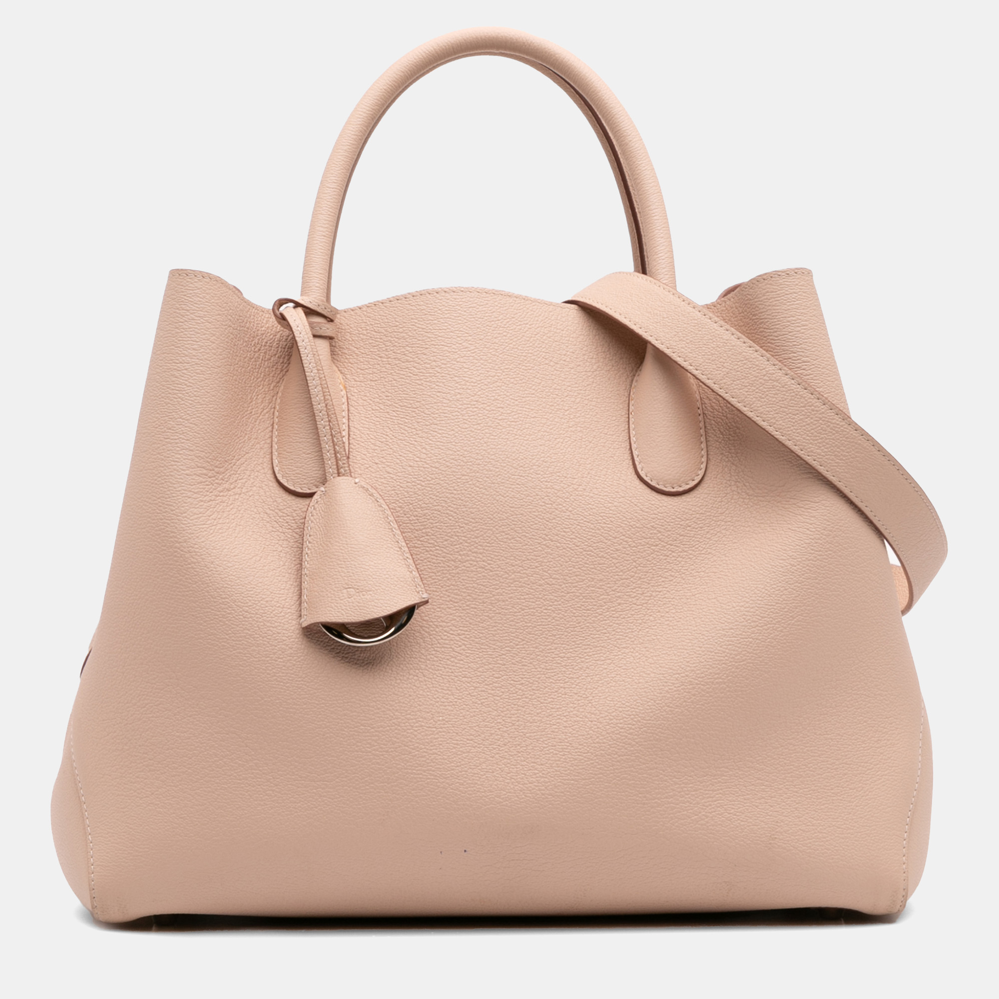 Pre-owned Dior Brown Large Supple Grained Calfskin Open Bar Tote