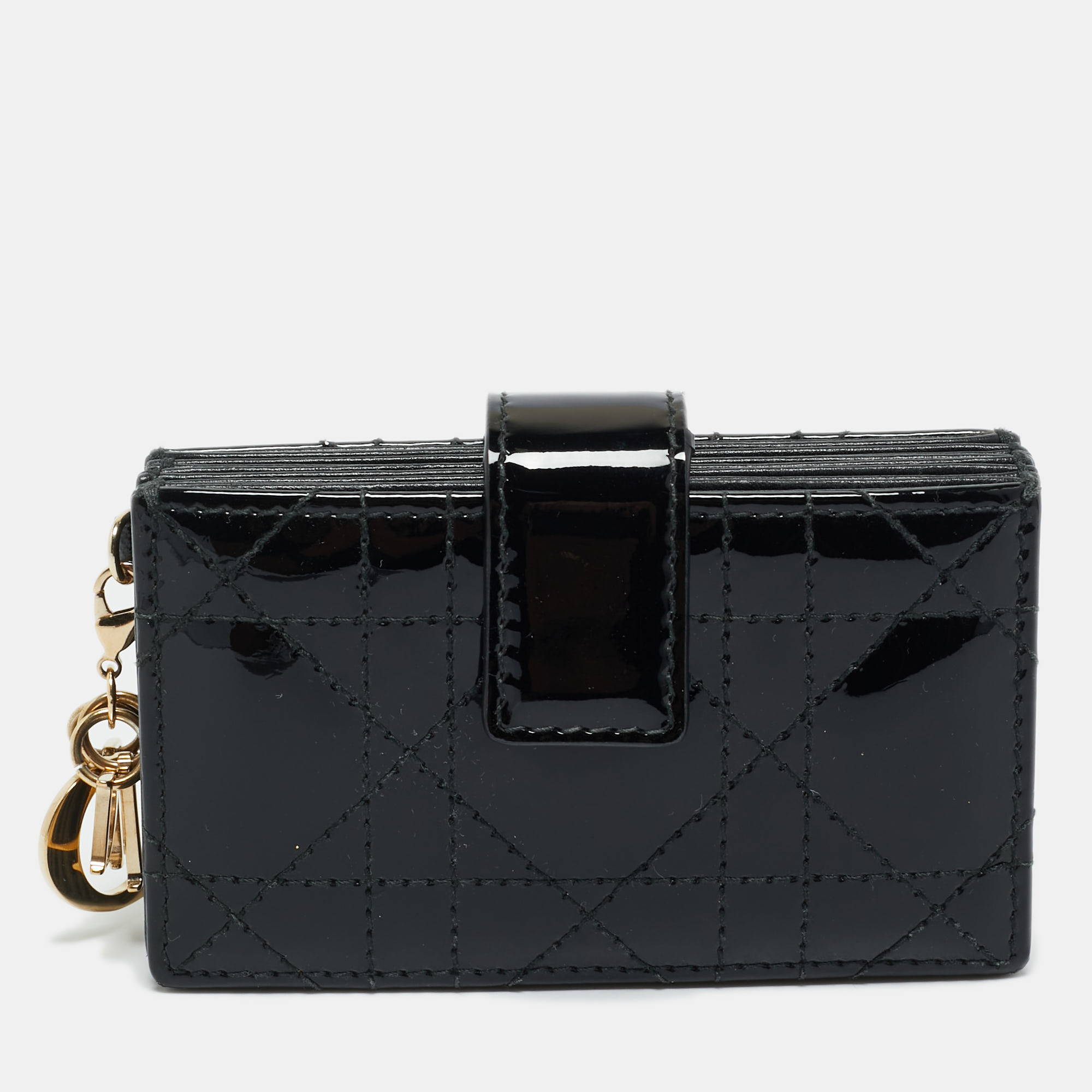 Pre-owned Dior 5 Gusset Card Holder In Black